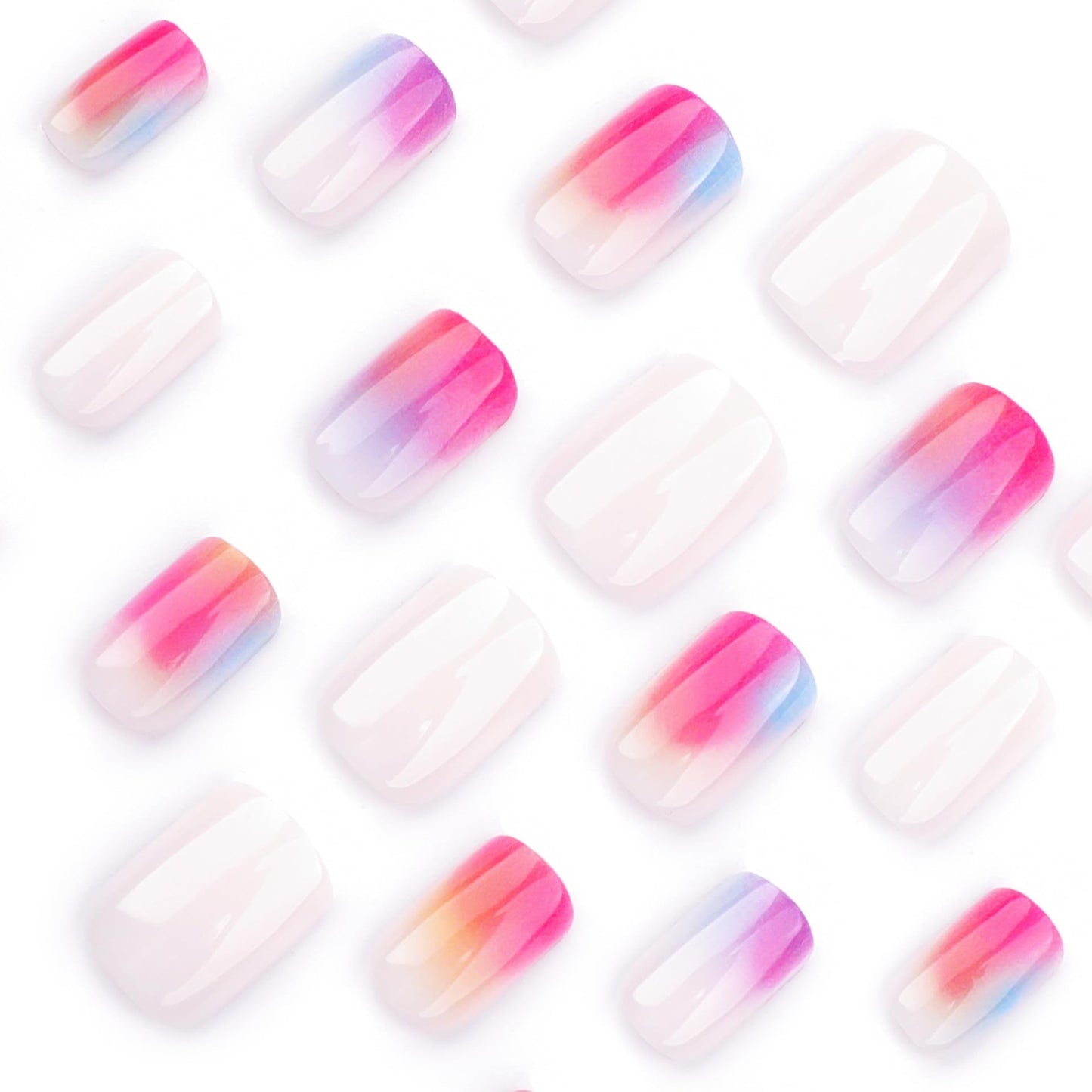 ORZOLATENT Sunset Ombre Press-On Nails – Pink & Orange Gradient, Glossy Gel, Long-Lasting & Easy DIY