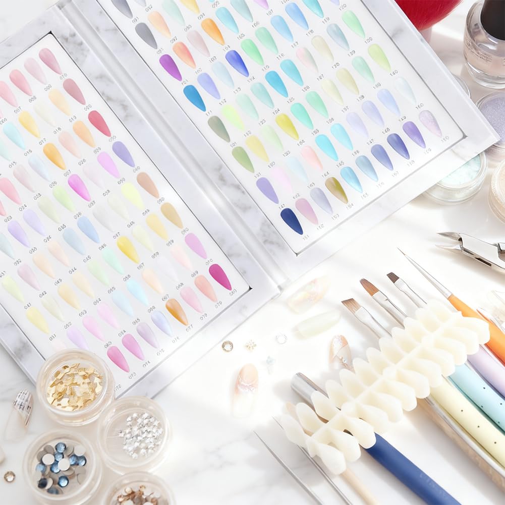 Yonderfume 160 Nail Color Book Nail Swatches Book with 240 NailTips and Number Sticker Labels, Professional Nails Color Swatches Plastic Nails Sample Display