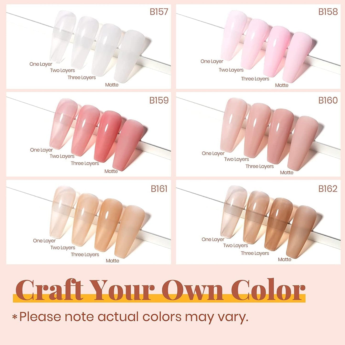 Beetles Gel Nail Polish Kit with U V LED Light - 6 Colors Jelly Milky White Sheer Pink Nude Gel Polish Starter Kit Manicure,Soak Off U V Nail Polish Set Salon DIY