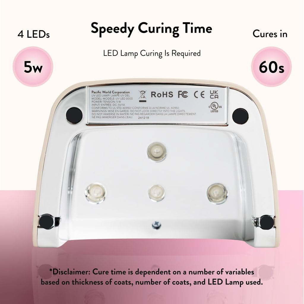 Nails Inc GelLED Portable LED Lamp, Cures in 30 Seconds, Nail Dryer for DIY Gel Nails, Easy Flash Cure Lamp, Automatic Sensor, Plug in USB Nail Light for Beginners, 5W, 1 Count