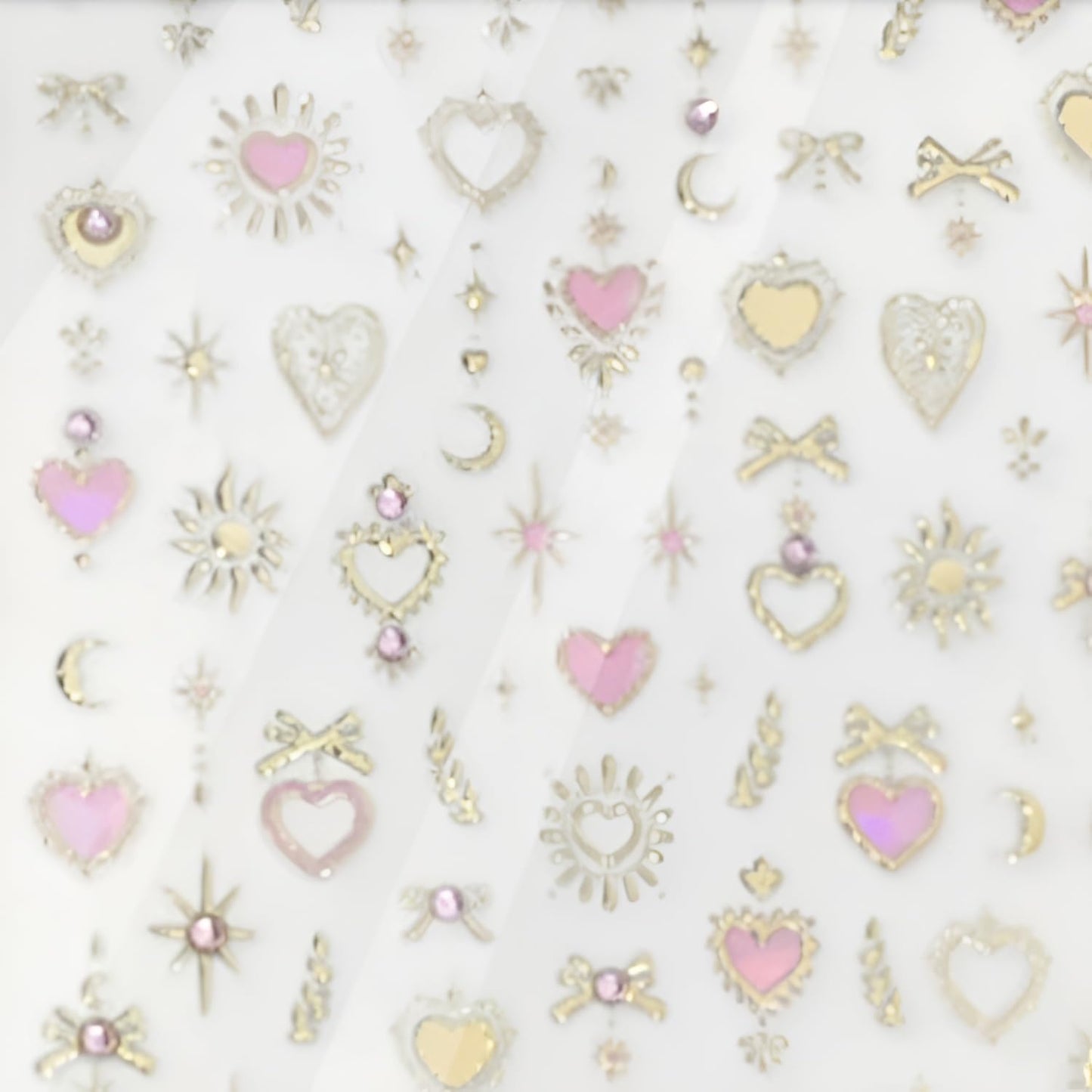 Star Nail Art Stickers 5D Embossed Moon Heart Nail Decals Pink Gold Nail Stickers for Nail Art Rhinestone Nail Design Supplies for Women Girls DIY Acrylic Nails Accessories
