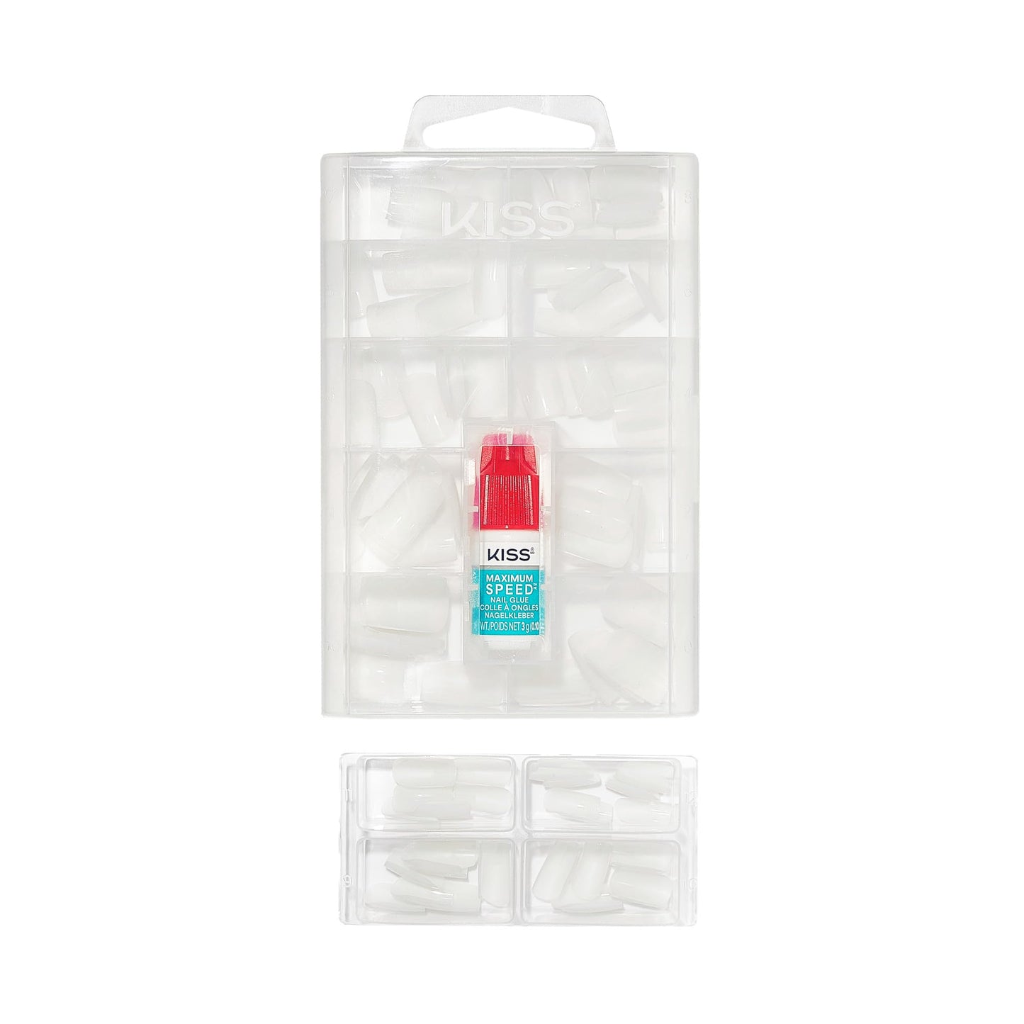 Kiss PROFESSIONAL, Press On Nails, Nail glue included, 'Absolutes', White, Medium Size, Square Shape, Includes 140 Nails, 3g Glue