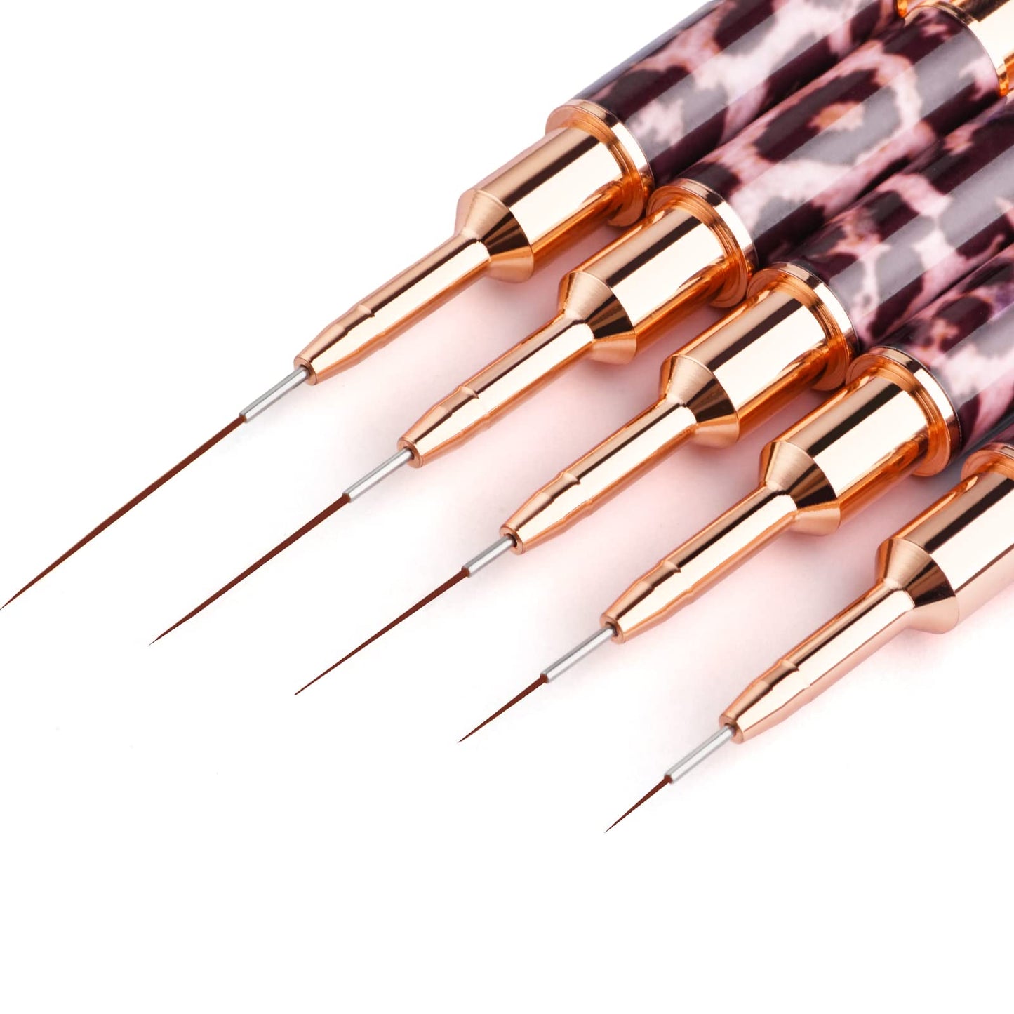 Nail Art Brushes - Double-Ended Nail Art Liner Brushes 10 Heads Striping Liner Brush Set Nail Design Brushes for Elongated Long Lines, Thin Details, Fine Drawing Nail Brushes for Nail Art, Striper Brushes Lengths 5/7/9/11/14/15/17/20/22/25mm