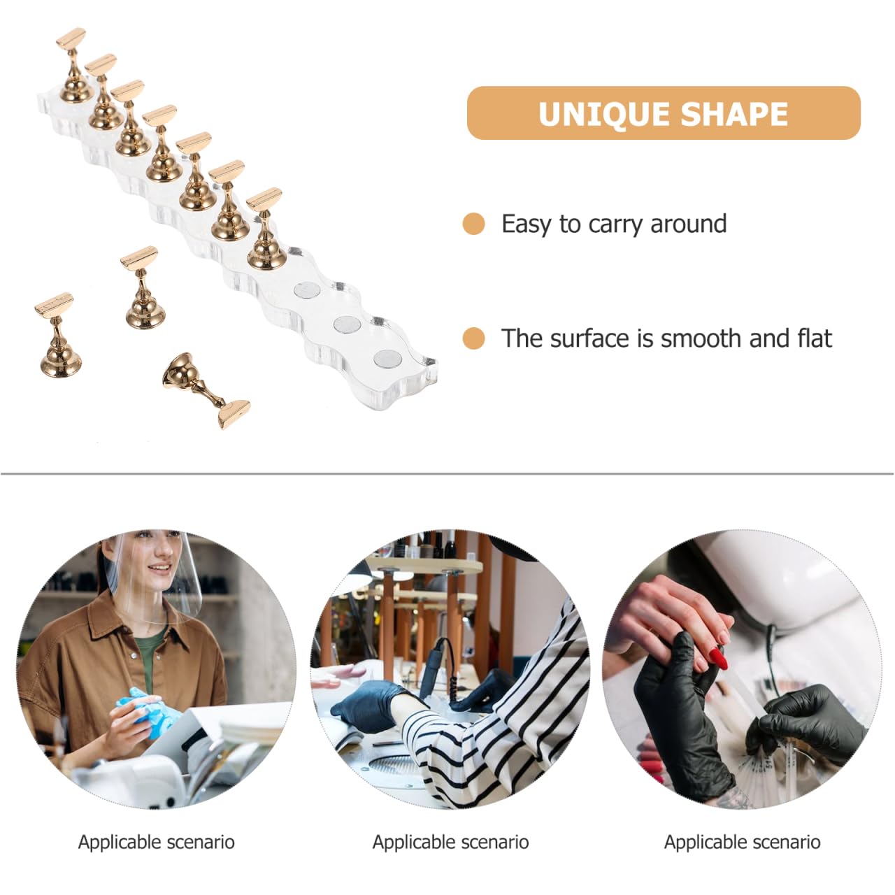 NOLITOY Extended Metal Nail Holder for Art Practice Manicure Display Stand with Curved Base 10-Tray Rack for Creative Nail Painting
