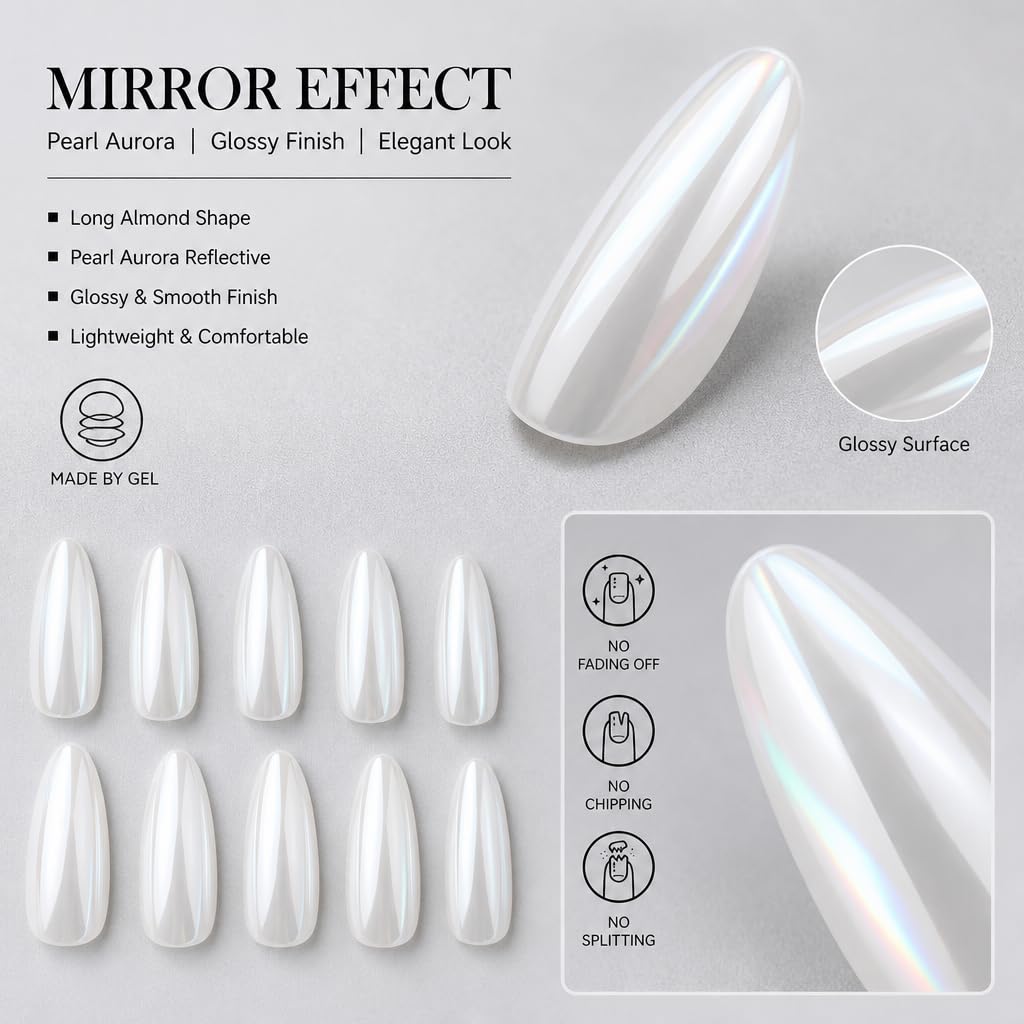 C.Z.Z.T.T.NAILS 24pcs Gorgeous Almond Press On Nails,12 Sizes Reusable Fake Nails with Jelly Glue,Stick On Nails for Women Daily Wearing