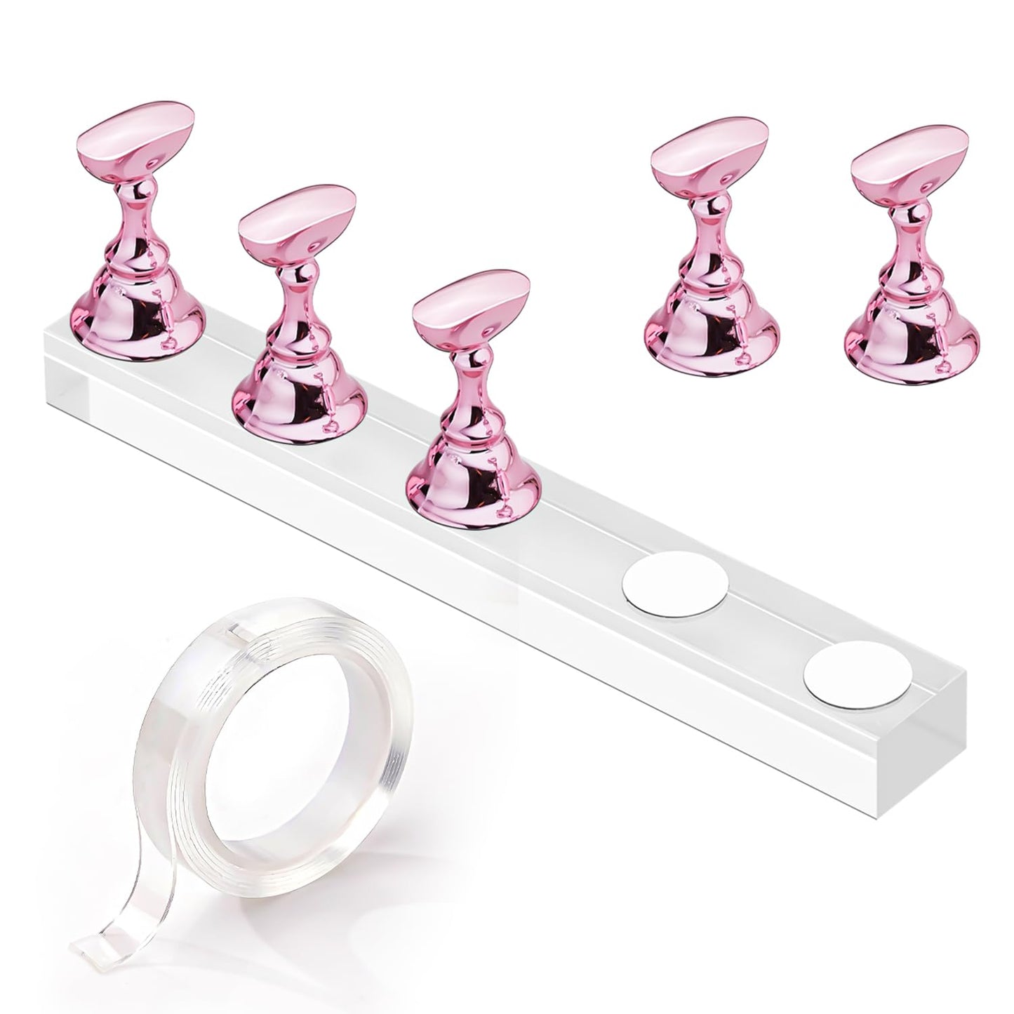Makartt Gel Top Coat, No Wipe Top Coat Glossy Shine Finish Long Lasting Bundle With Nail Stand for Press On Nails Display Practice Art Magnetic Fake Nail Holder