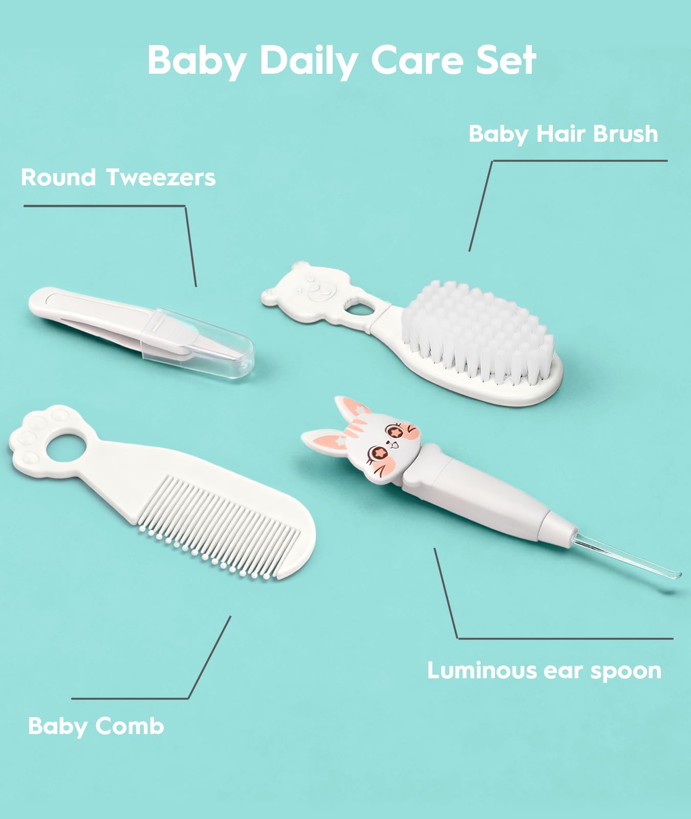 Baby Healthcare and Grooming Kit, Electric Safety Nail Trimmer Baby Nursery Kit, Newborn Care Kits with Hair Brush Comb for Newborn Infant Toddlers Baby Boys Girls Kids, Baby Shower Gifts (White)