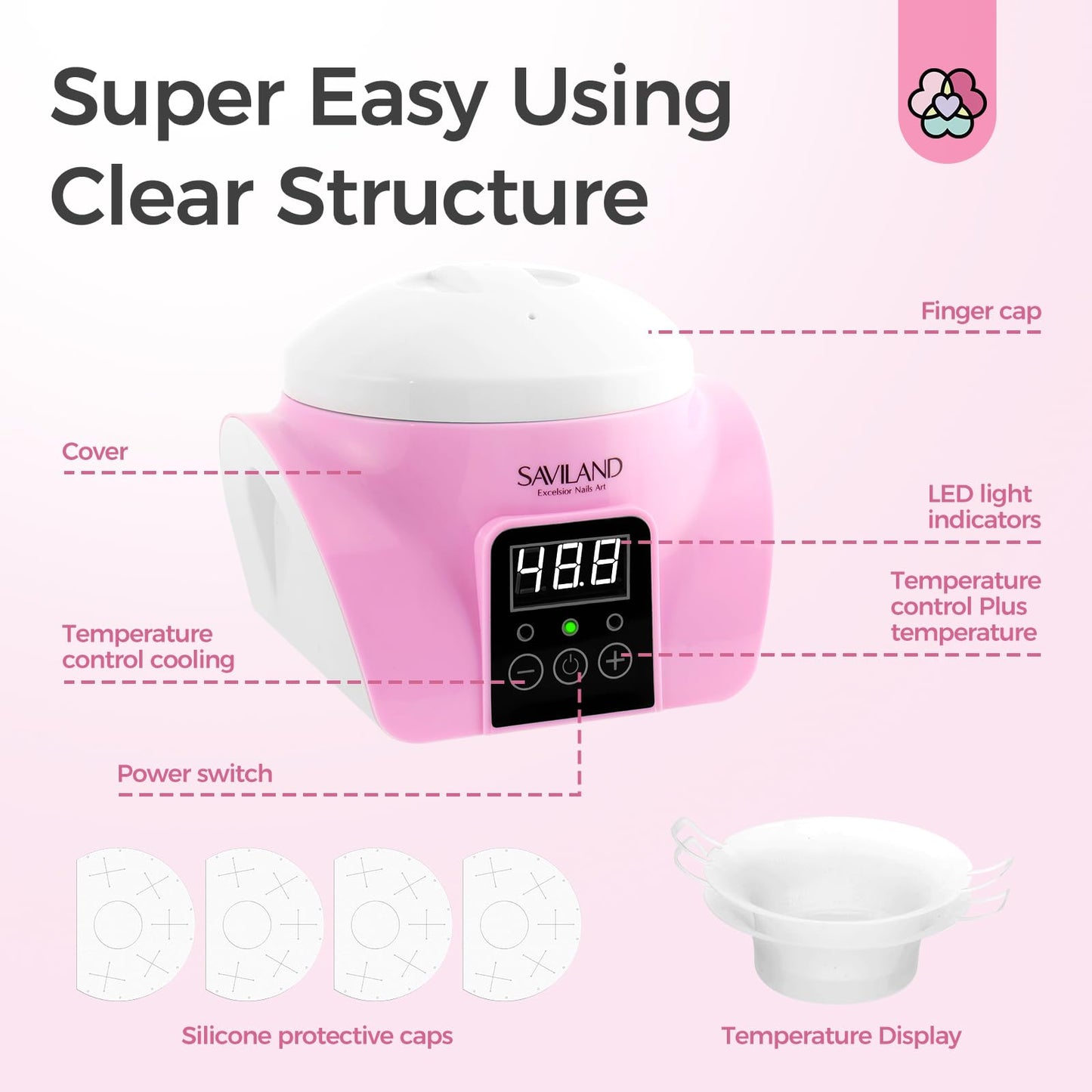 Saviland Essentials Nail Polish Remover Machine: Nail Soaking Bowl & Acetone Nail Polish Remover Gel Nail Remover Machine with Nail Soak off Bowl Soaker Tech Acrylic Nail Remover Steam Salon Home DIY