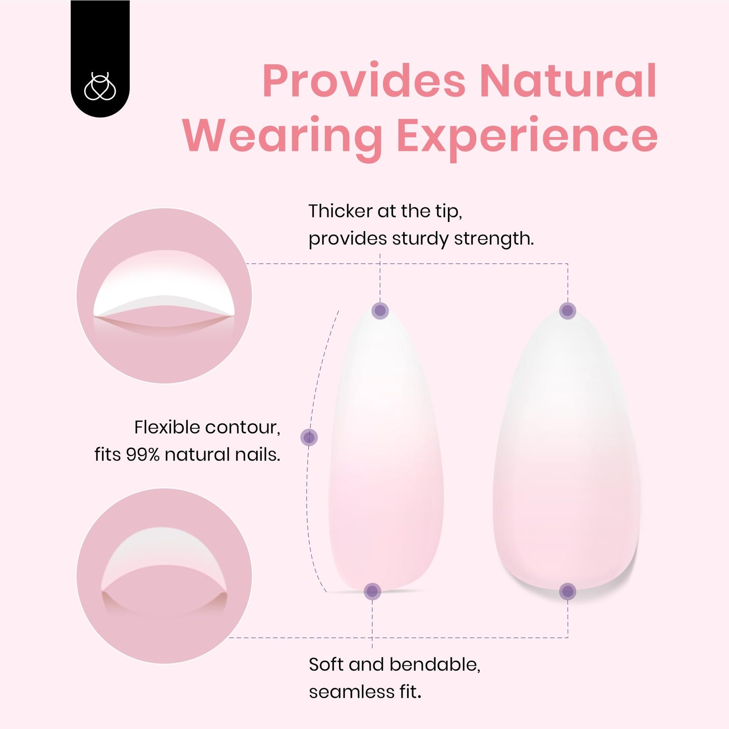 Beetles Ombre Press On Nails 224 Pcs Short Almond Ombre Pink Gel Nail Tips 4 in 1 Press On Nails Pre-Applied Primer and Base Coat, No File Need DIY Manicure Easy False Nail Tips for Nail Extension