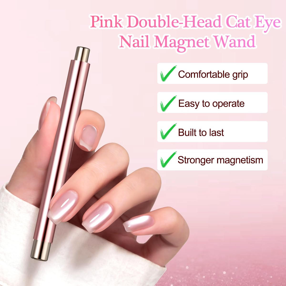 Cat Eye Magnet for Nails, Double-Head Cat Eye Nail Magnet Set with Round Magnet Beads, French & Heart-Shaped Nail Magnetic Guides Bead-Attracting Nail Magnets Pen for Nail Art Design