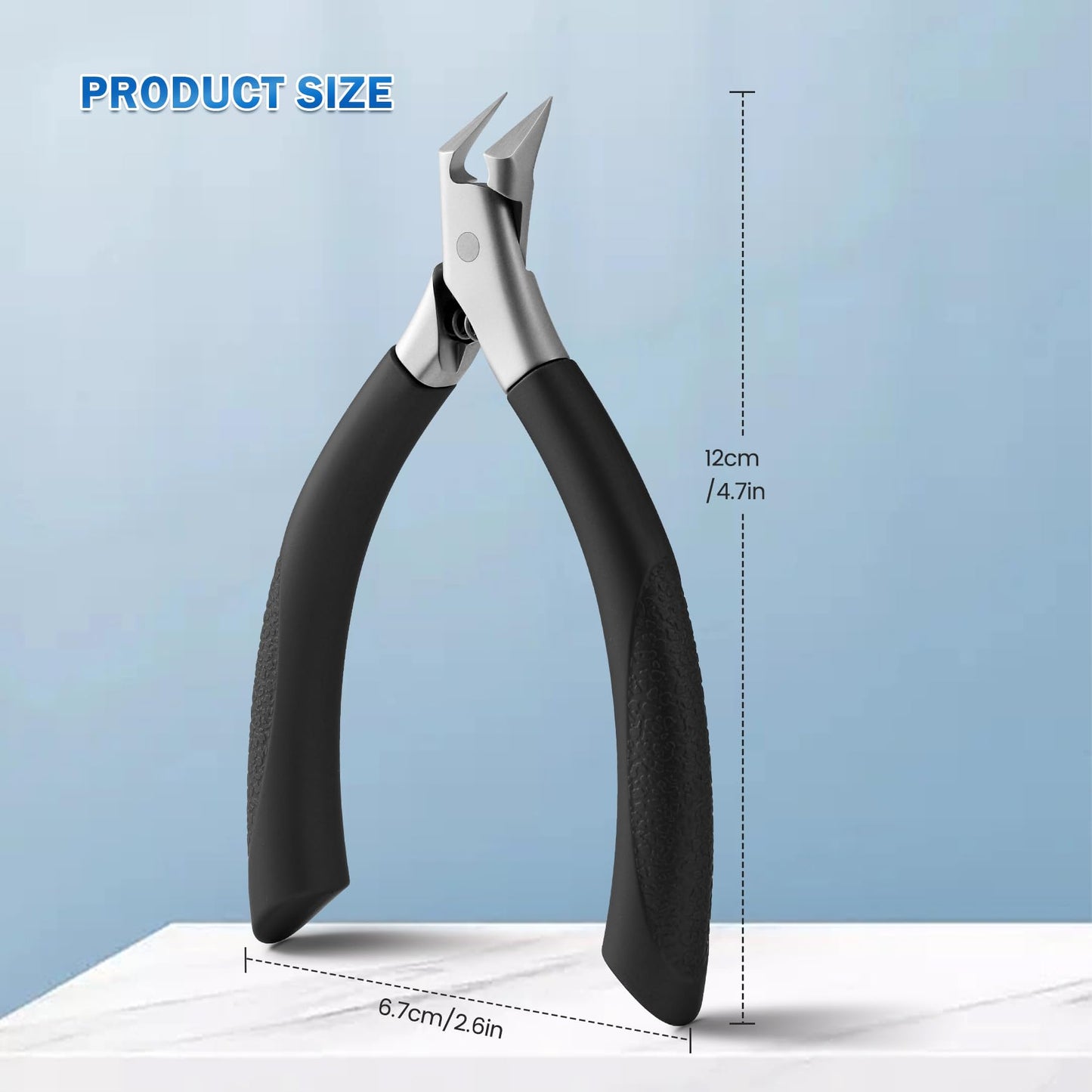 BEZOX Toenail Clipper, Straight Blade Podiatrist Nail Clippers for Thick Nails for Seniors, Men and Women, Ergonomic Toe Nails Cutter for Ingrown Toenail Prevention - Black