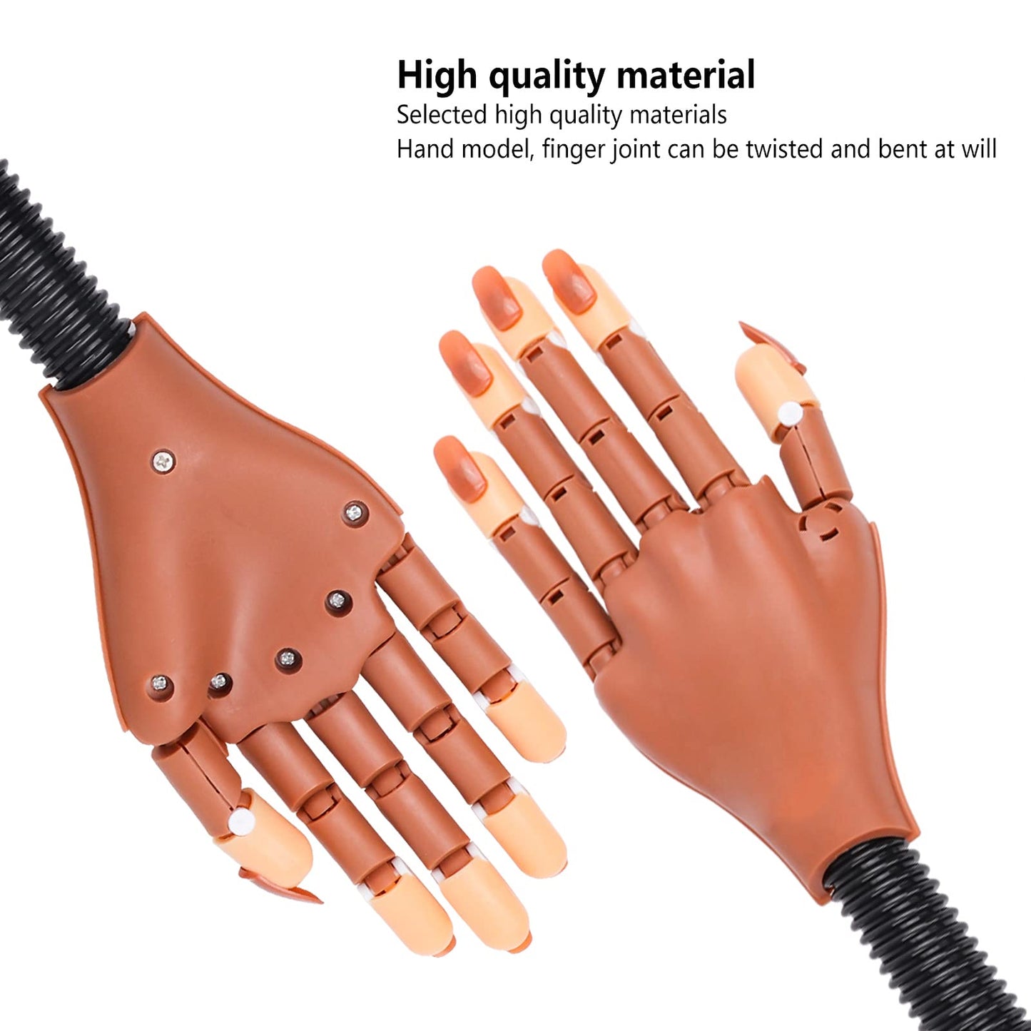 LIONVISON Practice Hand for Acrylic Nails-Flexible Moveable Fake Hand for Nail Practice, False Nail Mannequin Hands Training with 200PCS Replacement Tips and 1 Clipper
