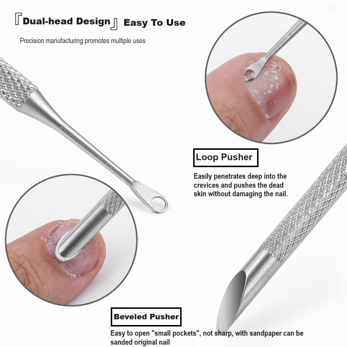 HaimiLiya Pre-treatment Loop Cuticle Pusher and 100/150/180/240 Grit Sandpaper Sheets Nail Brush Set, Nail Care Nail Prep for Manicure Pedicure Nail Art