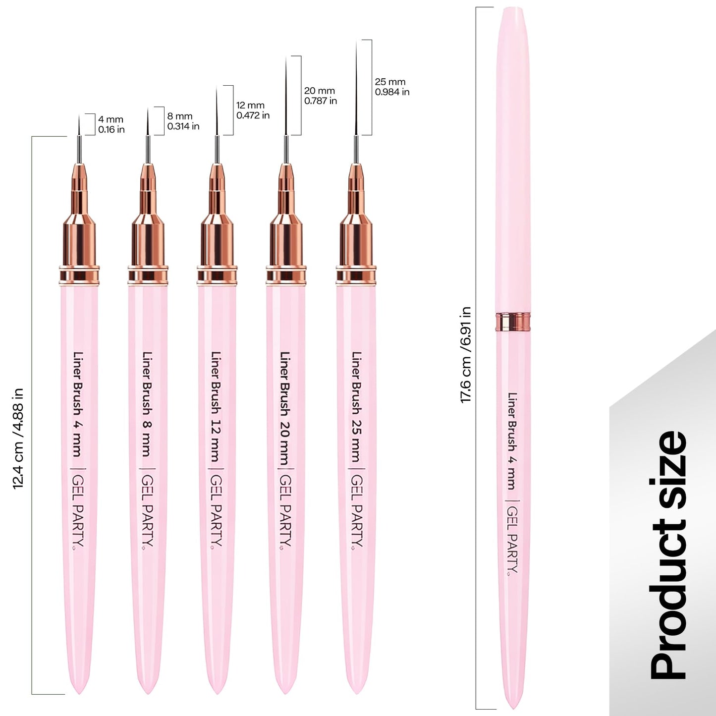 GELPARTY 7Pcs Light Pink Nail Art Brush Set - Professional Ultra-Fine Liner & Detail Brushes for Gel Polish & Acrylic Nails - Includes Turquoise Agate Palette & Holder - Manicure Tool Kit