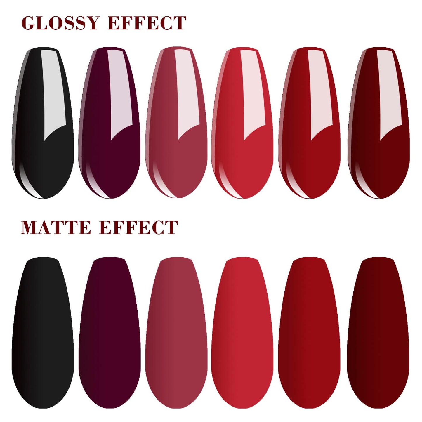 Vishine Classic Red Gel Nail Polish Set, Dark Red Burgundy Black Purple Gel Polish Kit Soak Off UV Nail Lamp LED Gel Nail Kits for Nail Art Design Home DIY Manicure Nail Salon Varnish 8ml