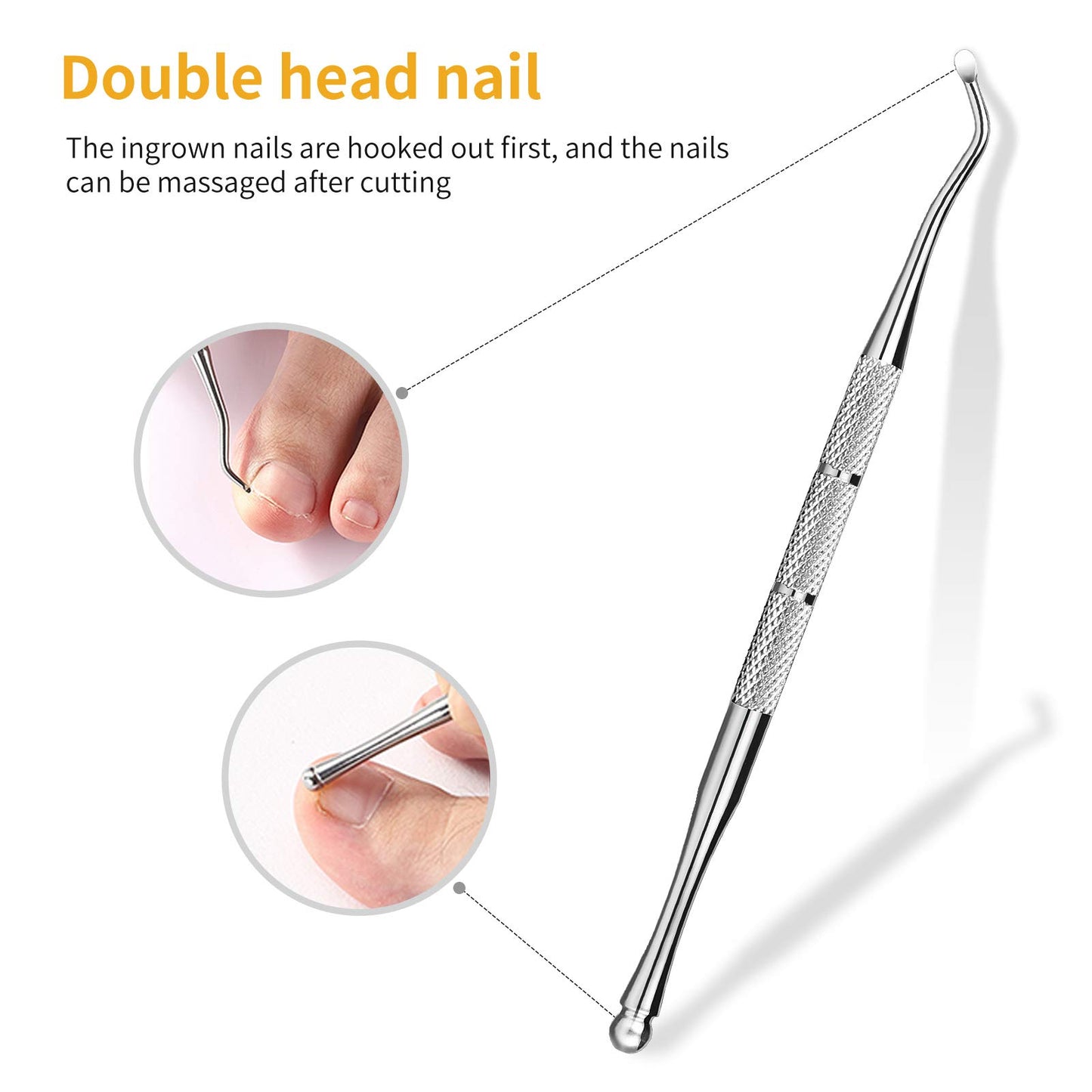 Aogeili Ingrown Toenail Clippers Kit, Professional Thick & Ingrown Toe Nail Clippers for Seniors Men & Women, Stainless Steel Super Sharp Curved Blade Pedicure Nipper with Ingrown Lifter Tool (Black)