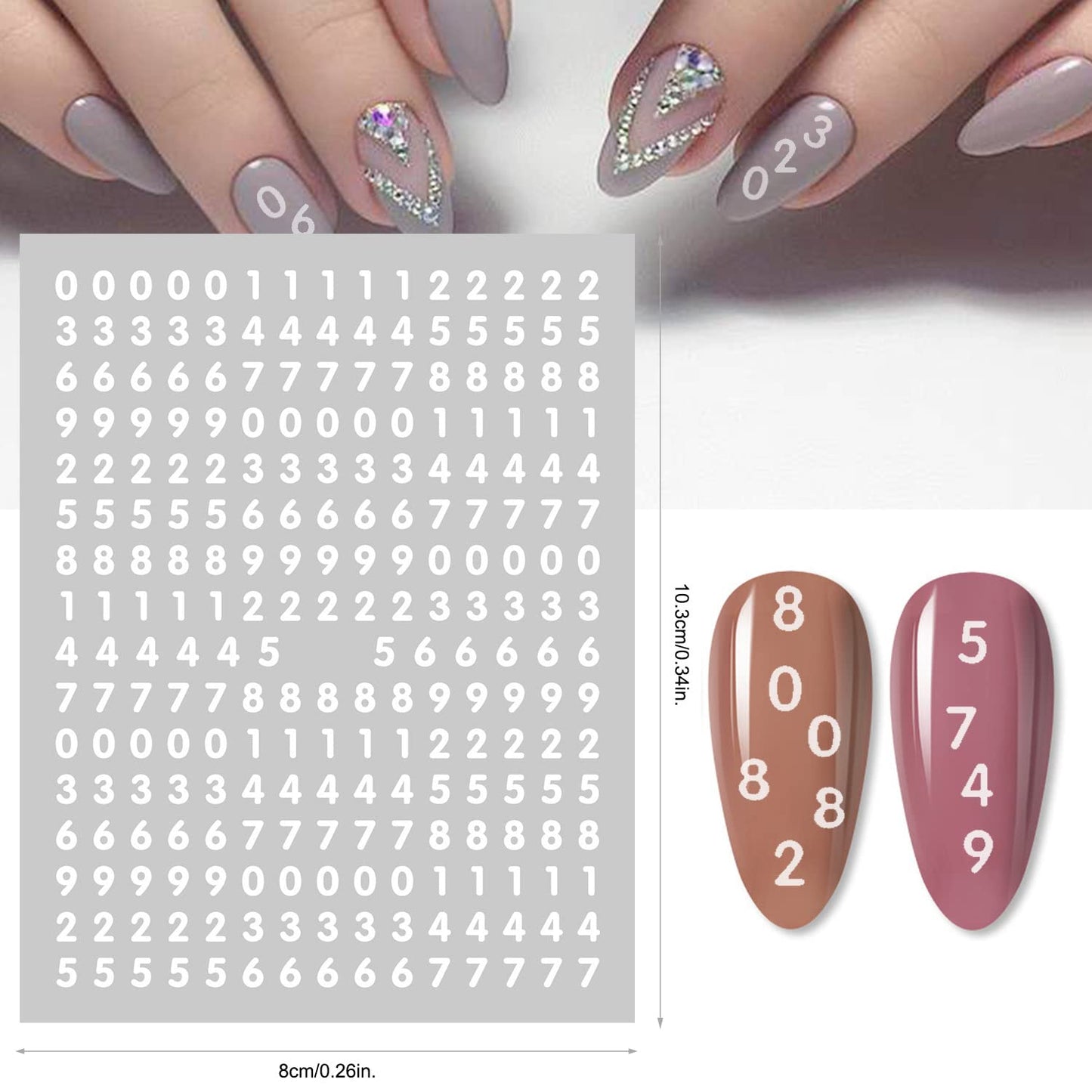 DANNEASY 8 Sheets Small Number Nail Art Stickers for Women Kids Girl Number for Nails Self Adhesive Nail Stickers Numbers Nail Decals 3D Nail Design Nails Decoration