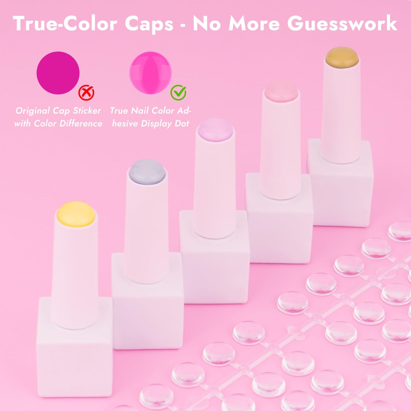Finea 144pcs Gel Nail Polish Color Display Swatch Dots with Stickers Clear Transparent Acrylic Plastic Labels Nail Art Paint Color Analysis Chart Sample Accessories Nail Tech Must Have Salon Supplies