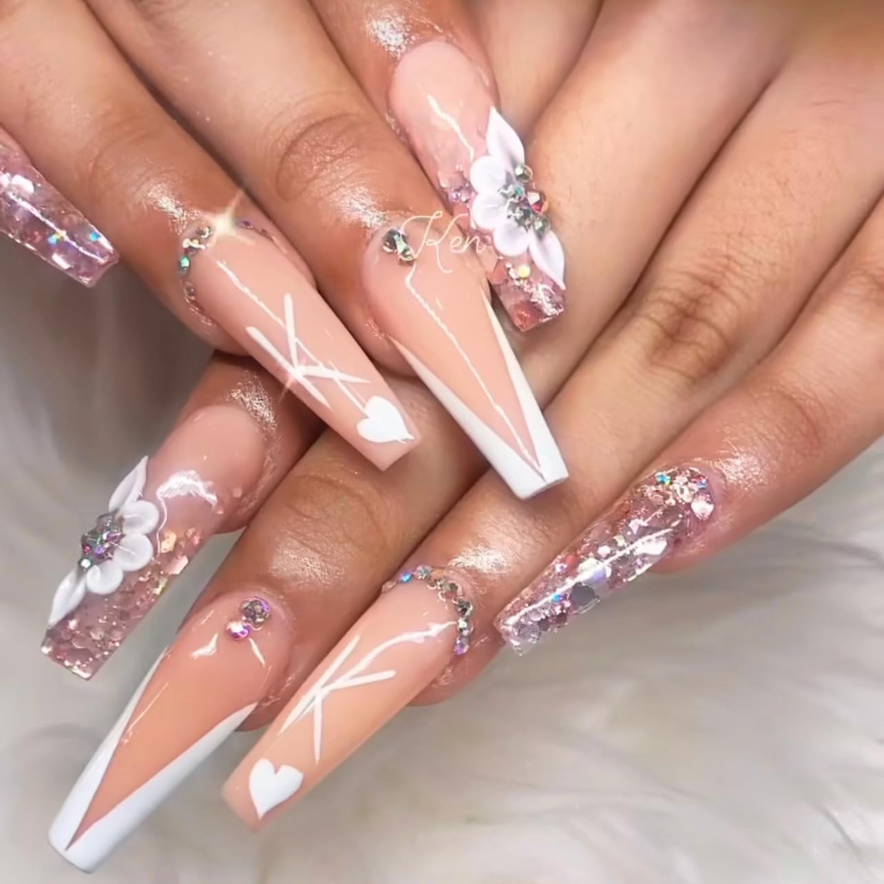 Set 24Pcs Long Poinettia-5P Enhance Your Artistic Projects with Handmade 3D Acrylic Flower Nails Charm For Long Size XL, XXL,XXXL - HaFLoNa (Long Poinettia (5 Petals))