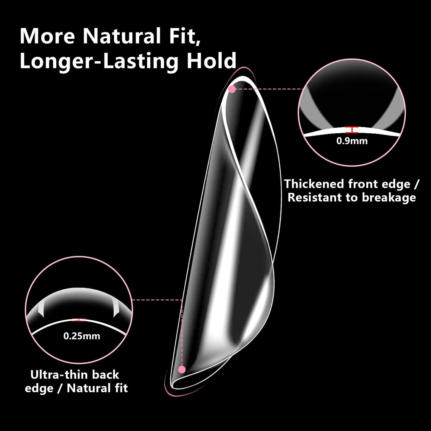 BETE Long Stiletto Clear Acrylic Nail Tips–544Pcs 16 Sizes with Half Sizes, Tipex Instant Apex Full Cover False Nails, Pre-Shaped Strong Thick Press On Nails for Home & DIY Manicure