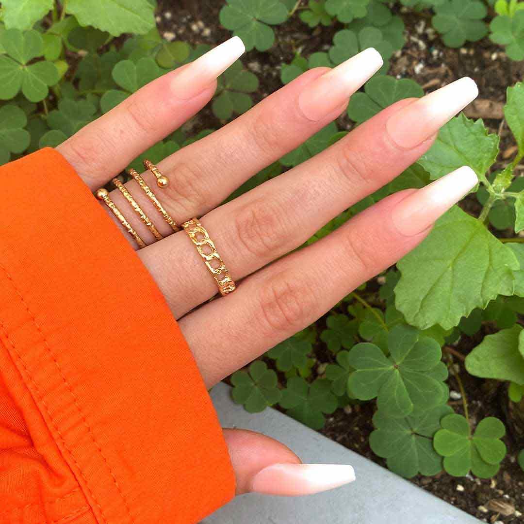 OMBRÉ FRENCH Press-On Nails by Lavaa Beauty | Long Coffin | Glossy French Ombré Coffin Nails