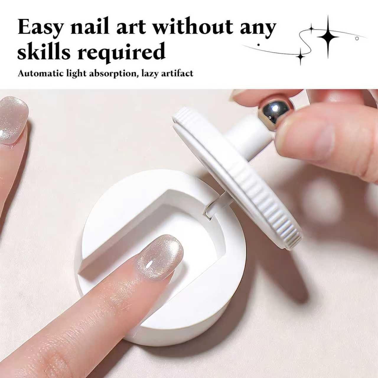 2026 New Rotating Cat Eye Magnet, Beginner Friendly Nail Tool with Uniform Magnetic Force and Excellent Light Absorption, Can Easily DIY Glossy Cat Eye Effect (1*White+1*Ball Magnet)