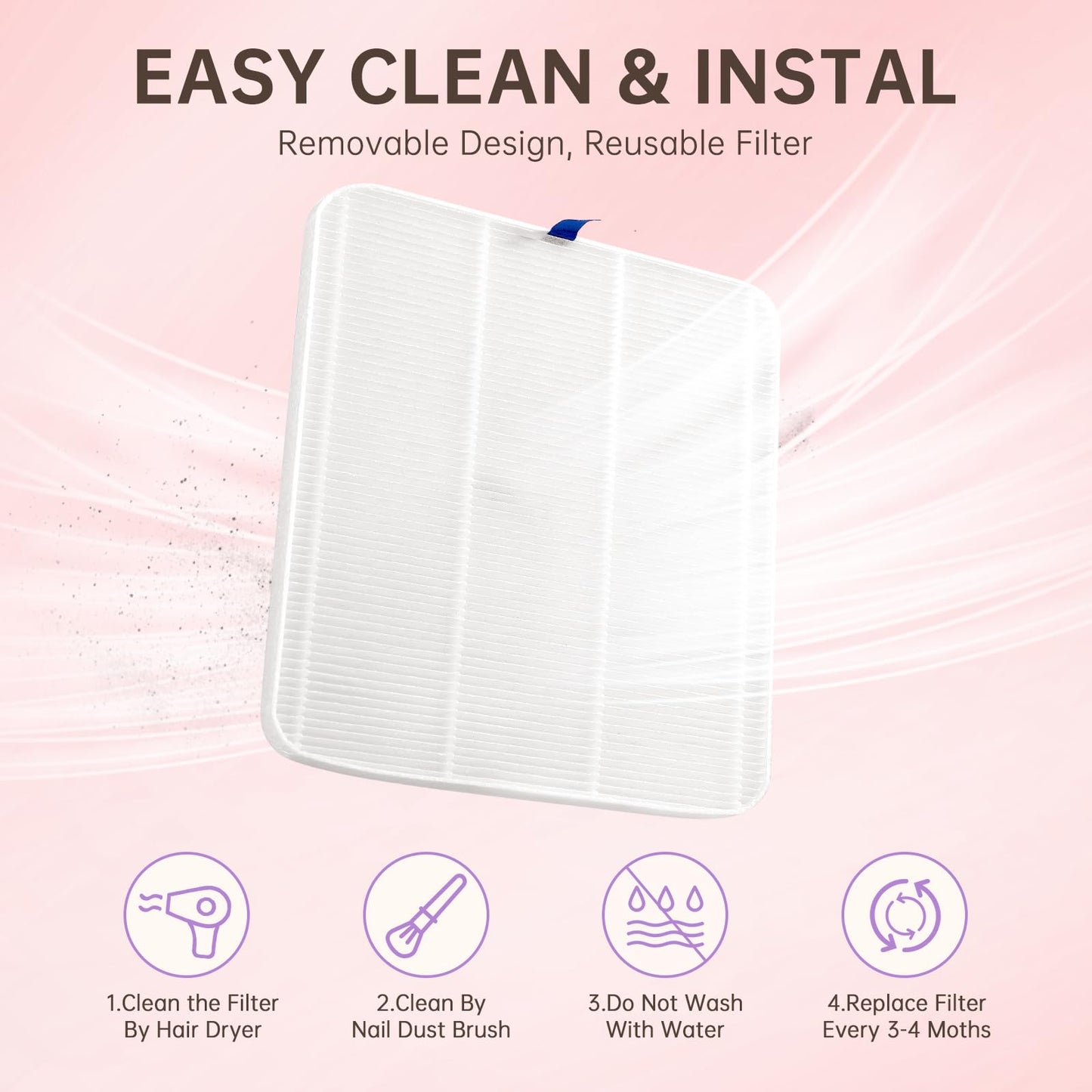 CHRISTINE SHELLY Nail Dust Collector, Rechargeable Dust Collector Nail Tech, Powerful Vacuum Fan Vent Dust Collector Extractor Dust Suction Machine for Acrylic Nails Polishing, Nail Salon&Home,Purple