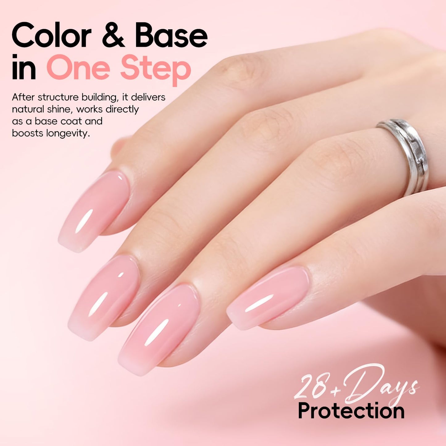 Peacecolor Nail Gel Polish Kit with Mini U V Light Clear Pink Nude White 6 Colors Builder Extension Gel Cat Eye Gel Polish Nail Extension Strengthening Gifts for Women