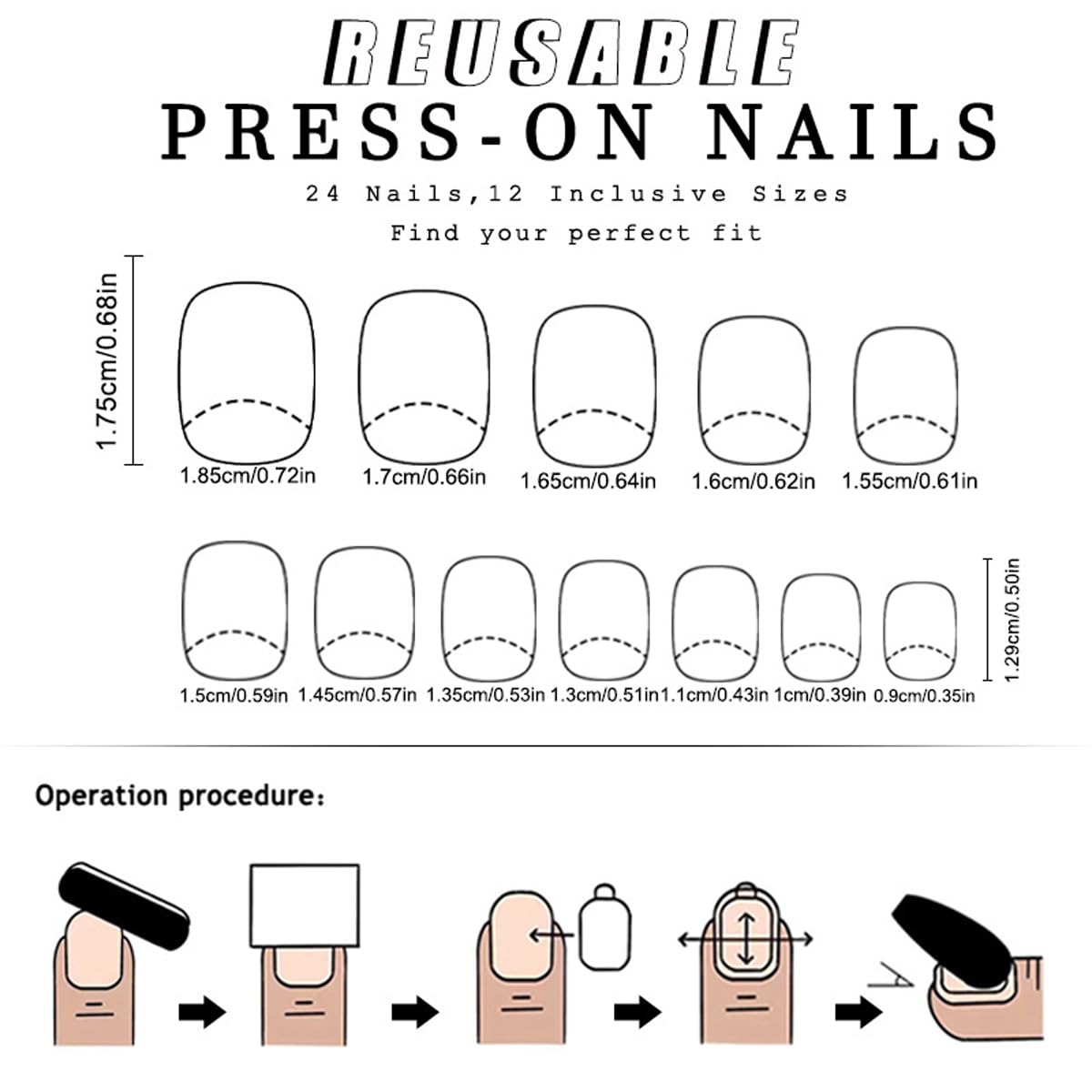 Brown Press on Nails Medium Oval Fake Nails French Tip Nails Press ons with Flower, Checkered Heart Design,Cute Reusable Artificial Nail Full Cover Stick on Nails for Women Manicure 24Pcs