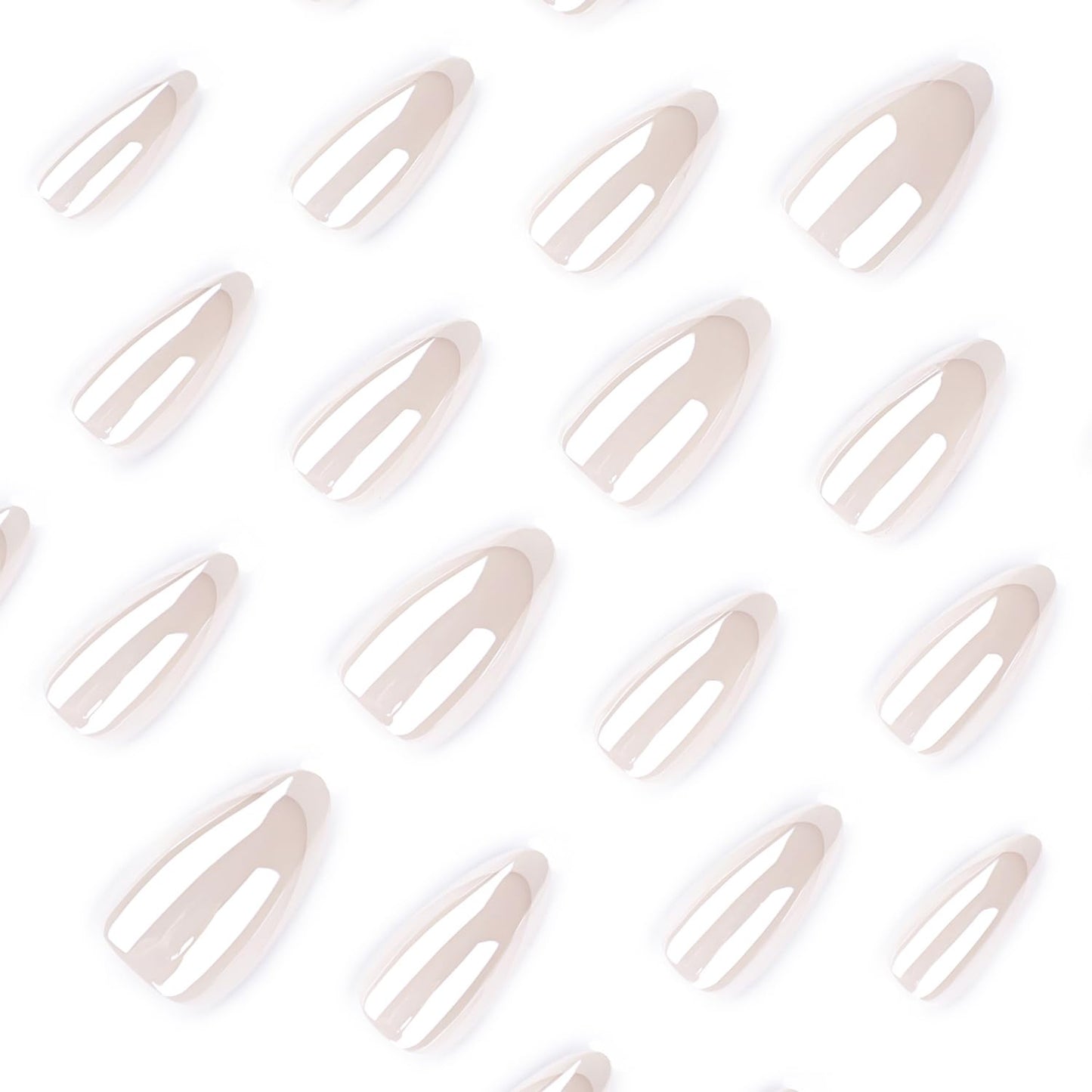 Pearl White French Tip Press On Nails Almond Soft Gel Fake Nails, Glossy Milky White Elegant Glue On Nails, Reusable Minimalist False Nails for Women, Salon Quality 24PCS