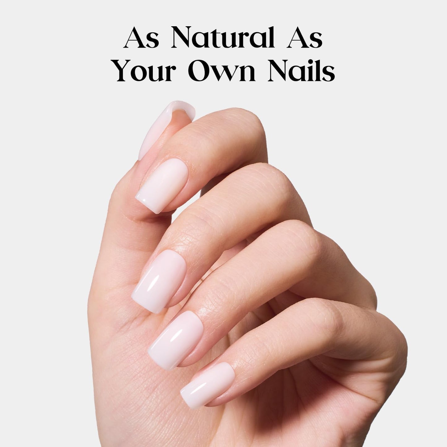 Beetles Milky White Press On Nails Short Squoval, 32pcs 16 Sizes, Soft Gel, Glue and Tabs, HEMA and TPO Free & Nude Pink Gel Polish Set 6 Colors, TPO & HEMA Free, Spring Manicure Kit