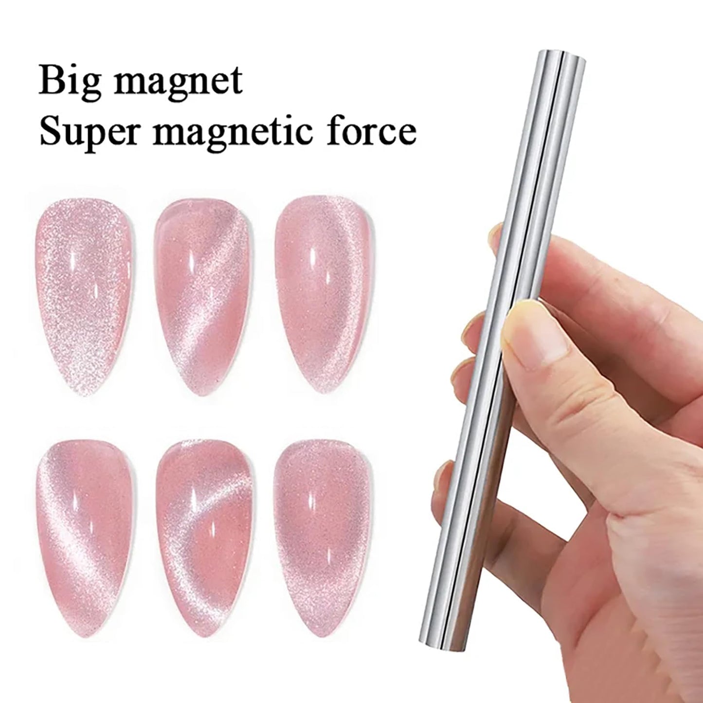 HYWWPFLAY 4 Pieces Extra Large Cylindrical Cat Eye Magnet for Nails Double-Head Magnetic Gel Polish Stick Multi-Function Nail Magnet Strong Magic Cat Eye Manicure Design Tool