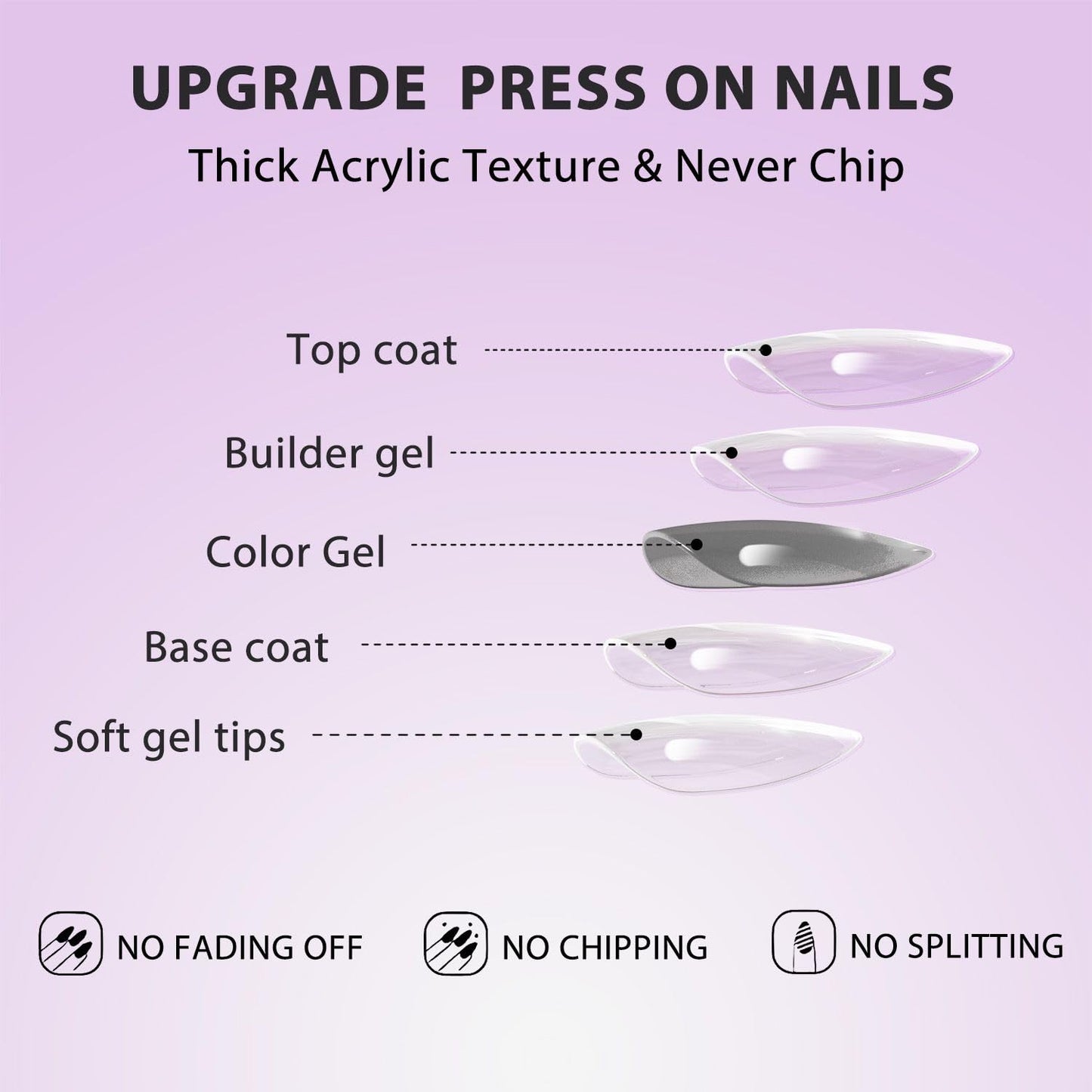 KQueenest French Press on Nails Short Almond - 30 Pcs Ombre Fake Nails Press on, Blue Black Acrylic Nails Glue on, Reusable Salon Quality Stick on Nails for Women Goth Punk Decoration
