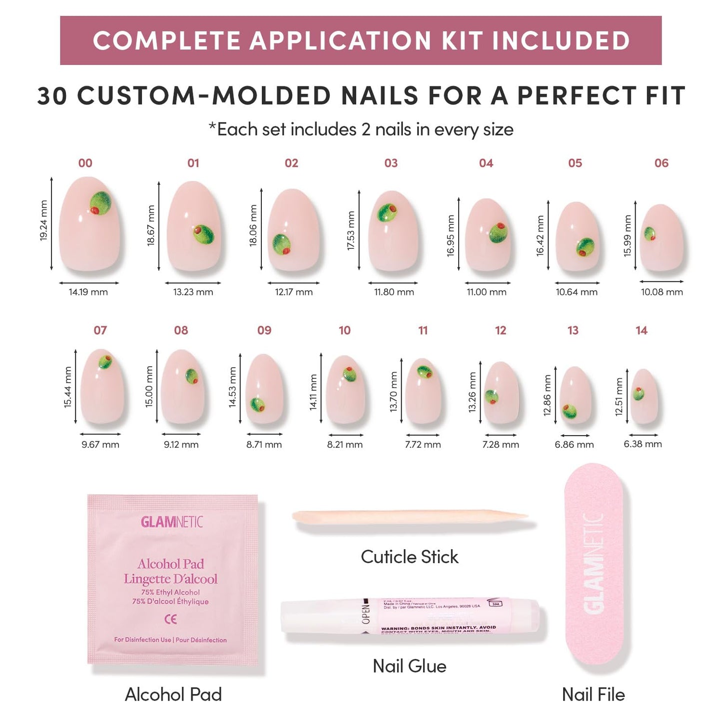 Glamnetic Press-On Nails Bundle - Happy Hour Duo | 2 Short Oval & Almond Fake Nails with Playful Drink-Inspired Accents | Glossy Cafe-Inspired Designs | Durable, Salon-Quality Nail Kits