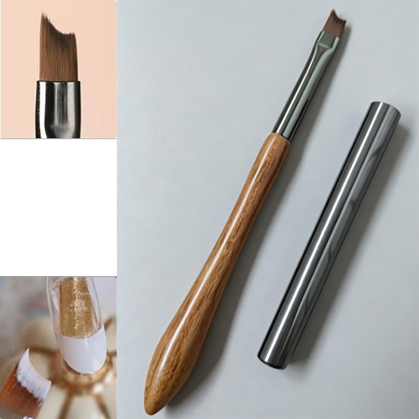 Nail Brush and French Tip Brush, Watercolor Paint Brushes for Oil Painting, Acrylic Paint Brushes（1 Pack） (Brown)