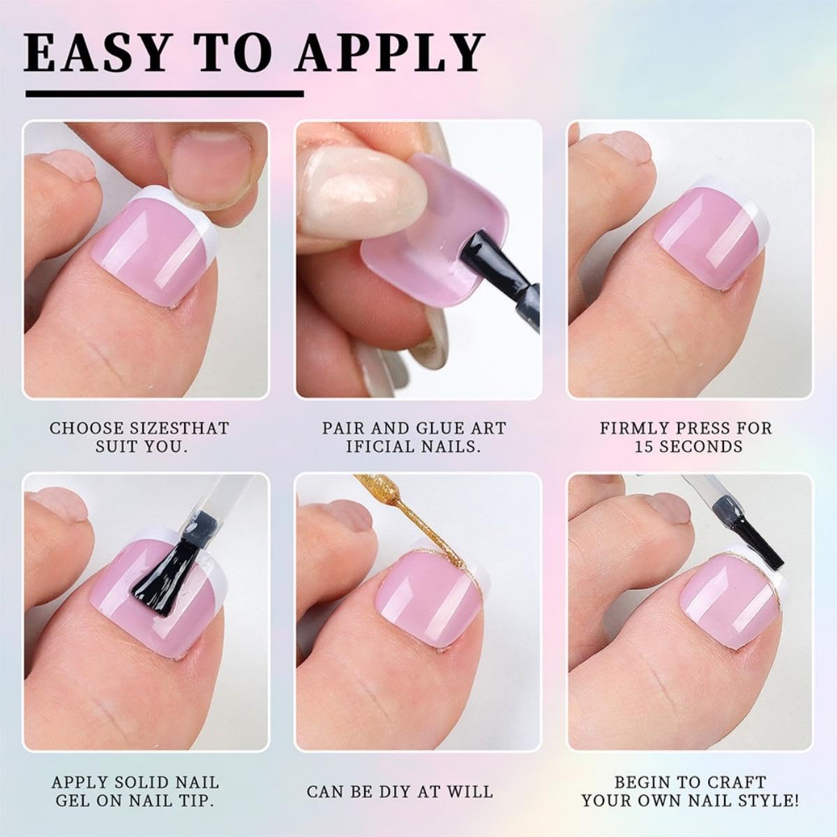 120Pcs Toe Nail Tips - Short White French Tip Toenail Press Ons,Skin Soft Gel Toe Nail Tips, Soak Off Press On Toenails Square Fake Toes for Women Girls Manicure No Glue Stickers 03…