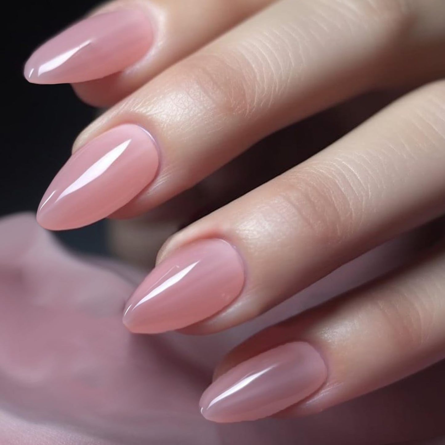 GLAMERMAID Nude Pink Press On Nails Short Almond, Handmade Jelly Soft Gel Nails Round Oval Fake Nails, Jelly Soft Gel Fake Nails Round Squoval, Extra Short Square Natural Nude Pink False Nails Tips