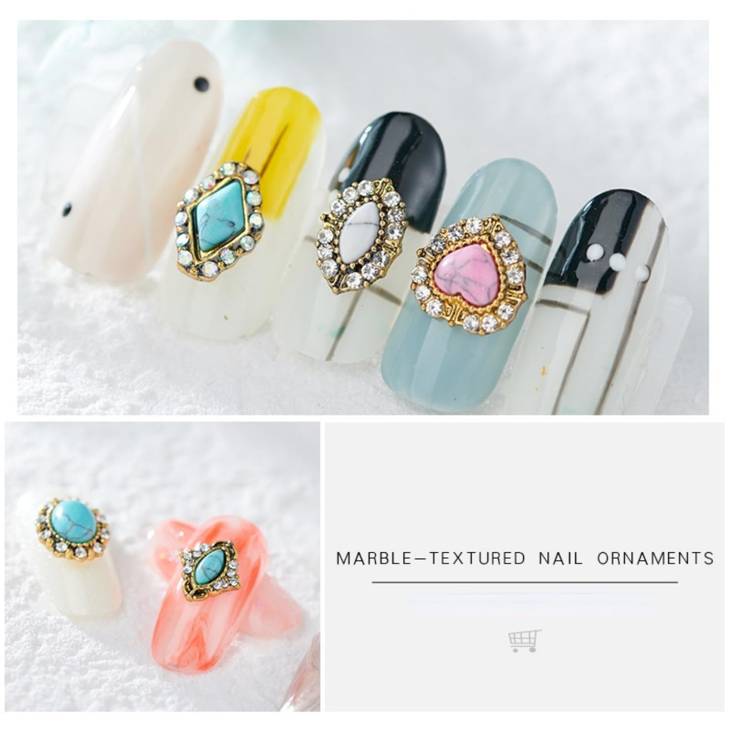 50PCS Western Nails Turquoise Nail Charms 3D Nail Art Supplies Nail Accessories Nail Decoration Retro Nail Charms for Manicure Craft
