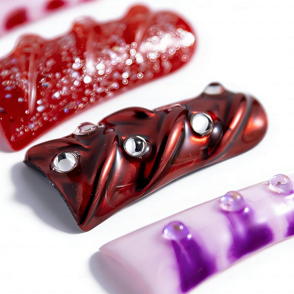 IntoVibes 10 Pieces Candy Pop Mix Long Duck Press On Nails, Multi-Color Y2K Design, Reusable Fake Nails with Mixed Patterns, Reusable Fake Nails, Acrylic Nails (M)