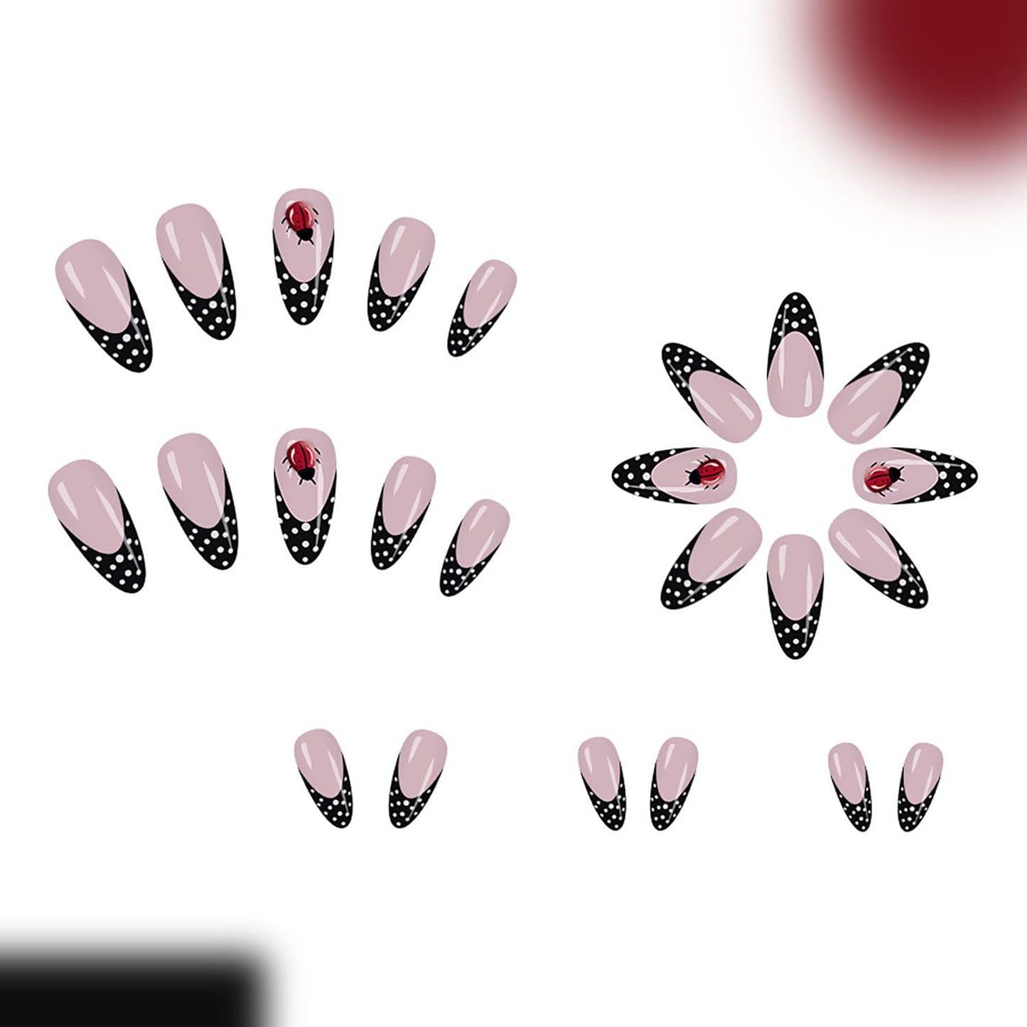 FIEONCIY Press on Almond Nails Short Length Glossy Acrylic Almond Shaped False Nails with Designs Artificial Medium Fake Nails with Charms Glue Stick on Fingernails for Women Girls(WSJ2401)