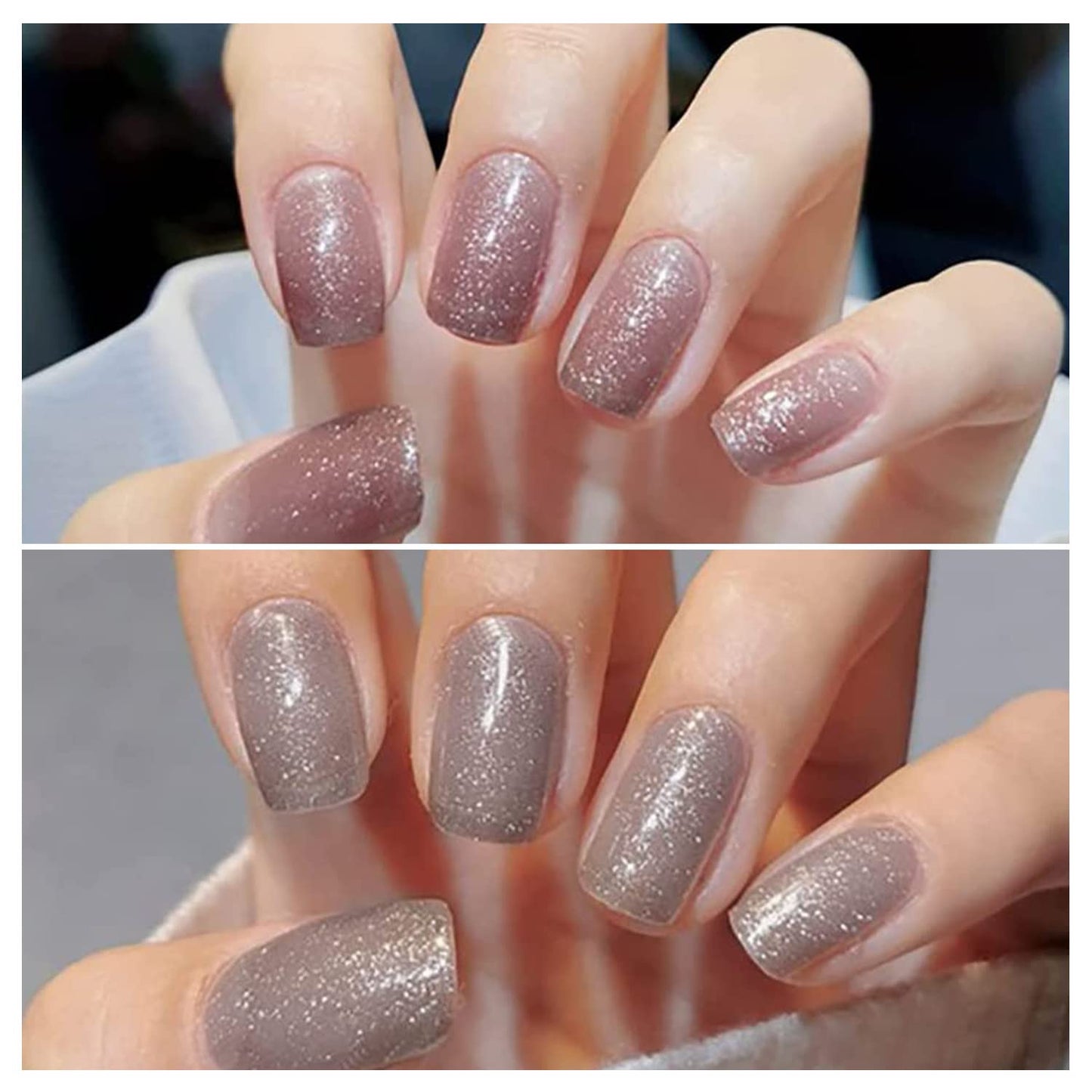DANNEASY 24 Sheets Glitter Gradient Nail Polish Strips Full Nail Wraps Adhesive Nail Polish Stickers for Women Girl Nail Gel Strips with 1pc Nail File, Cuticle Stick