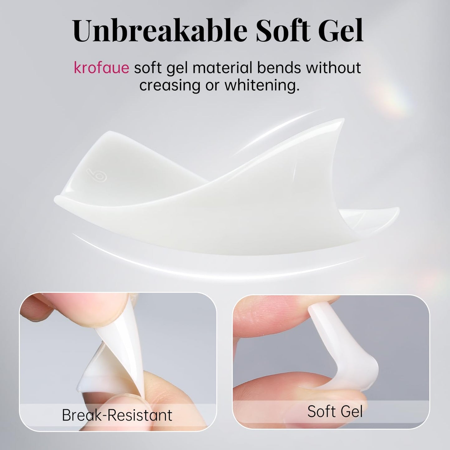 krofaue 504PCS French Nail Tips - Soft Gel Half Cover Fake Nails 12 Sizes Acrylic Square False Tips Natural French Tip Press On Nails Gift for Nail DIY & Salon
