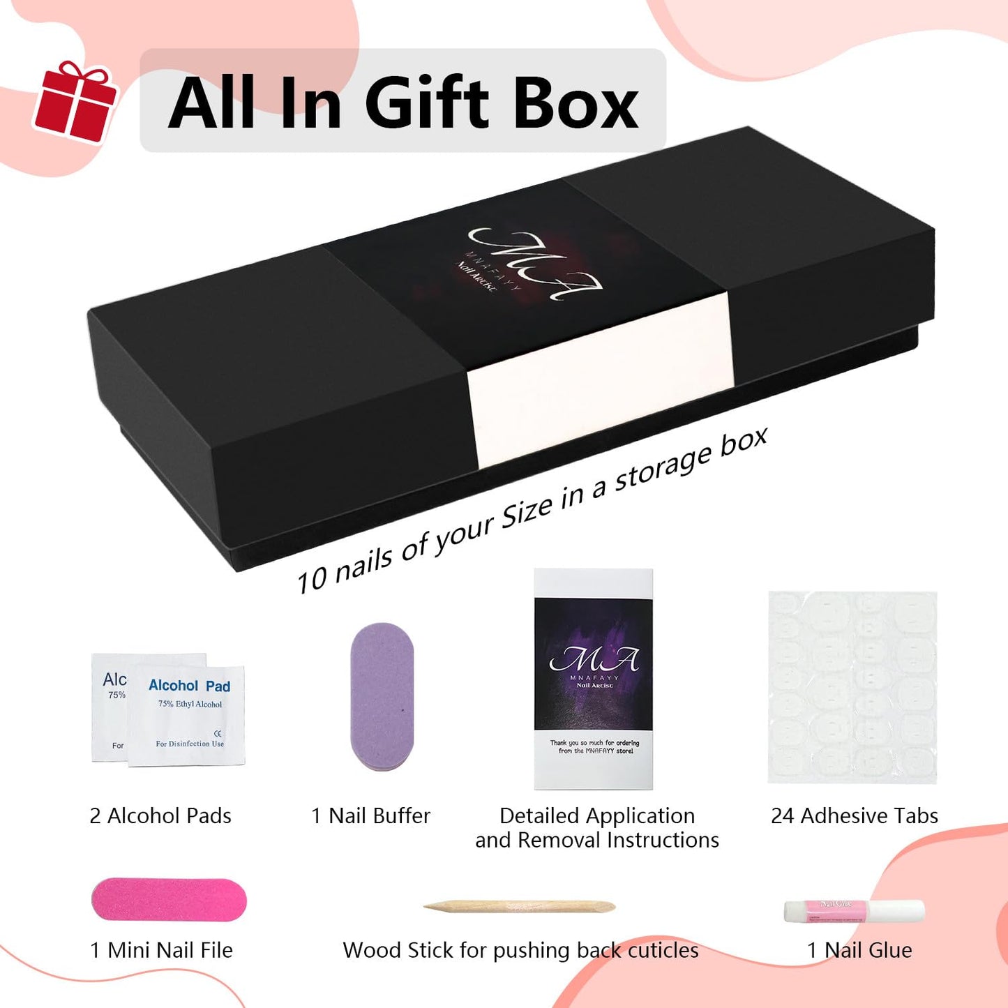MNAFAYY Luxury Gems 100% Handmade Nails Gold Long Stiletto Press On Nails Full Cover 3D Rhinestone Crystal Gorgeous Reusable UV Finished Fake False Nails Acrylic Nail Kit With Box Gifts for Women L