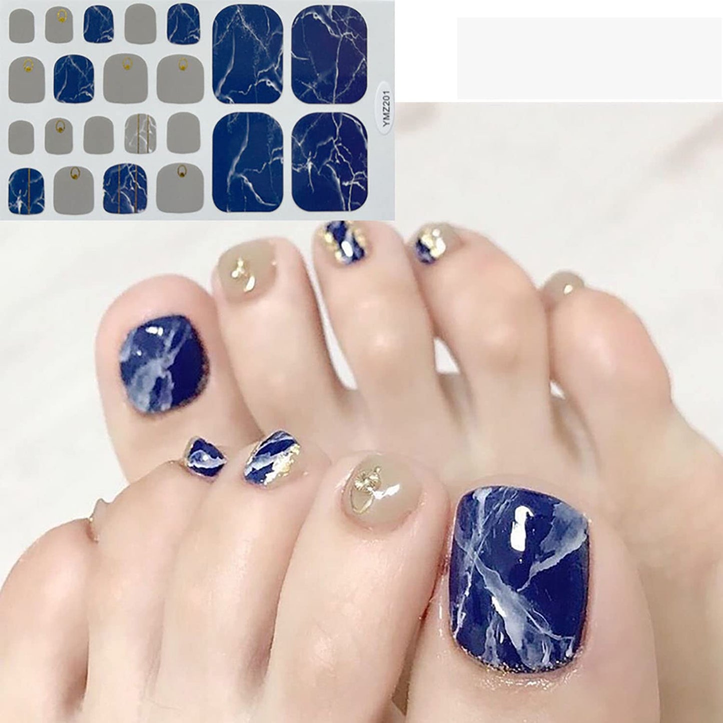 DANNEASY 20 Sheets Toe Nail Polish Strips Marble Print Nail Wraps Self Adhesive Nail Polish Stickers for Women Girl Gel Nail Strips Toenails Nail Art Decoration