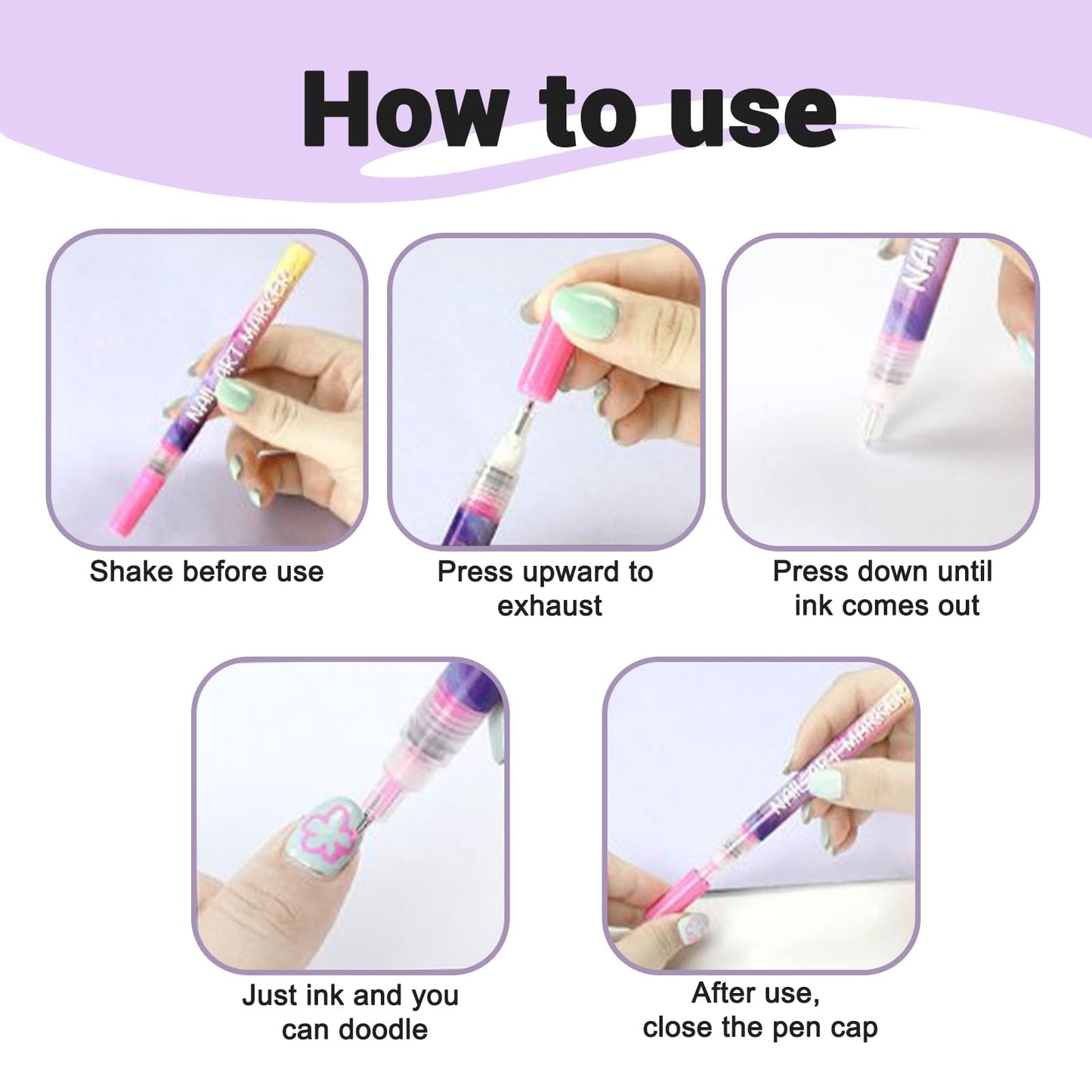 Hinourisha12pcs 3D Nail Art Pens Set, Nail Art Markers, Acrylic Nail Paint Pens Kit, Nail Polish Pen Quick-drying Waterproof for Paint Point Line Art Manicure Tools for Girls Gift