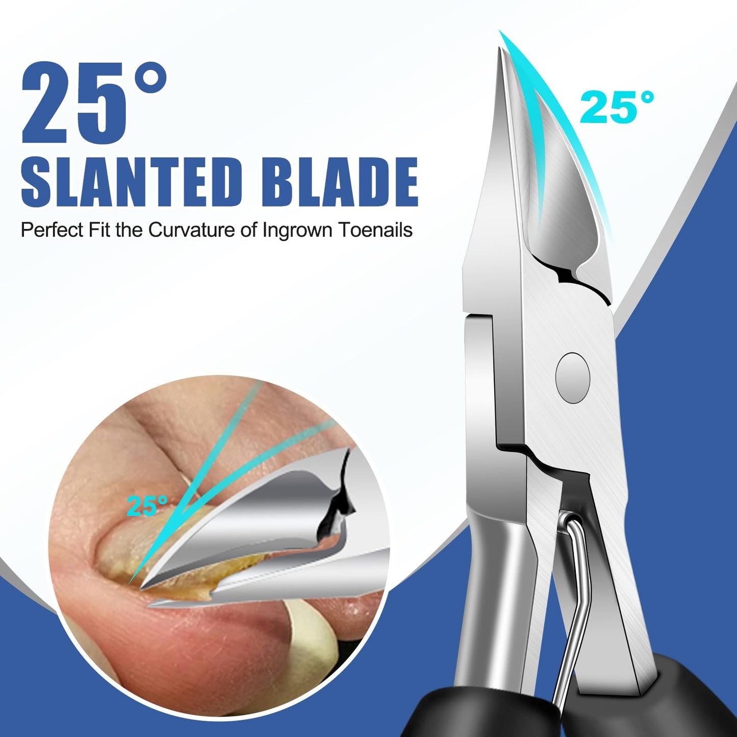 Toenail Clippers for Seniors Thick Ingrown Toenails, Large Nail Clippers for Men Thick Nails, 2026 Heavy Duty Sharp Slanted Nail Cutter, Wide Opening, Long Handle, Nail Clipper Set Gifts for Men Women
