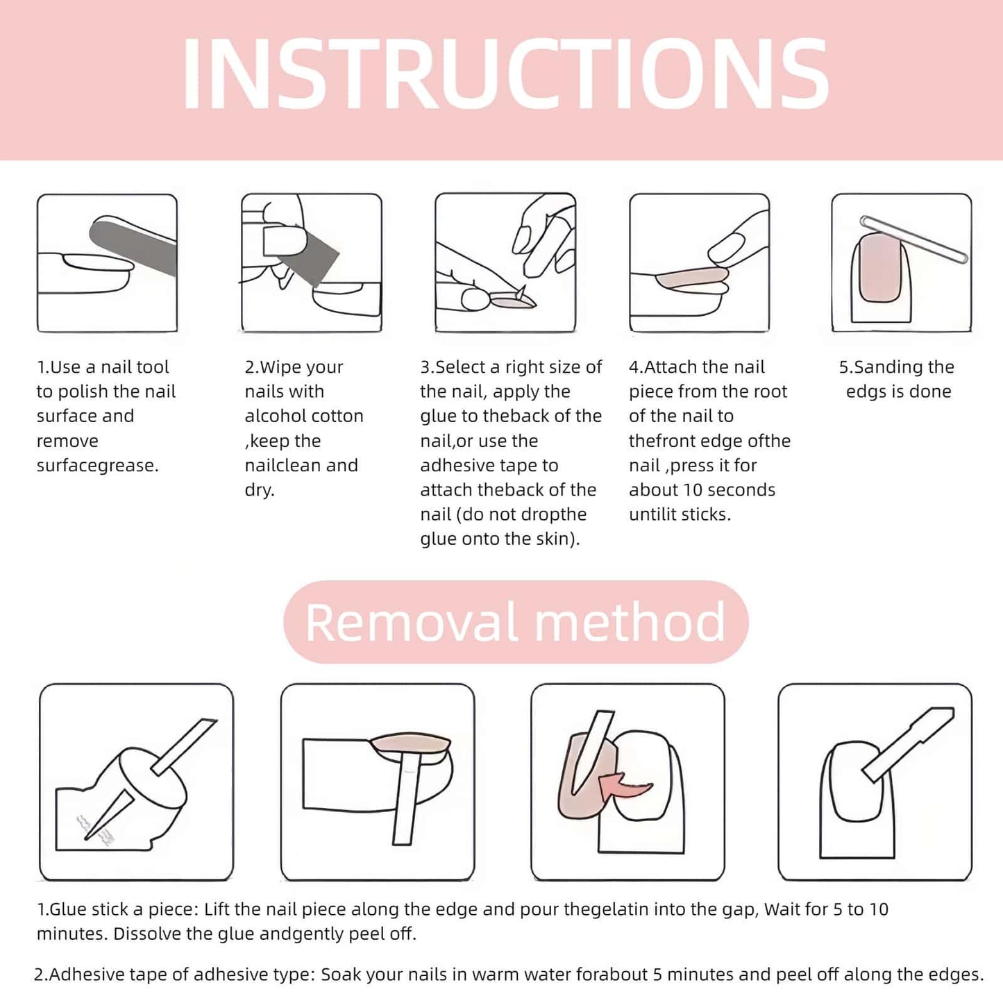 Summer Style Press on Nails Medium Almond Fake Nails Pink with Flower Designs Full Cover Glue on Nails Reusable Artificial Stick on Nails for Women 24 Pcs