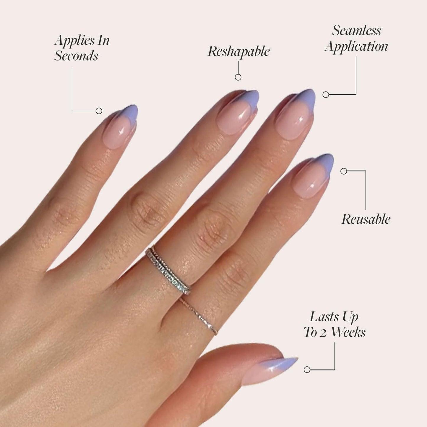 Glamnetic Press-On Nails Bundle - French Lilac & Goal Digger | Short Almond Purple French Tips with a Glossy Finish | Natural Short Round False Nails with Gold Foil | Reusable, Salon-Quality Nail Kits
