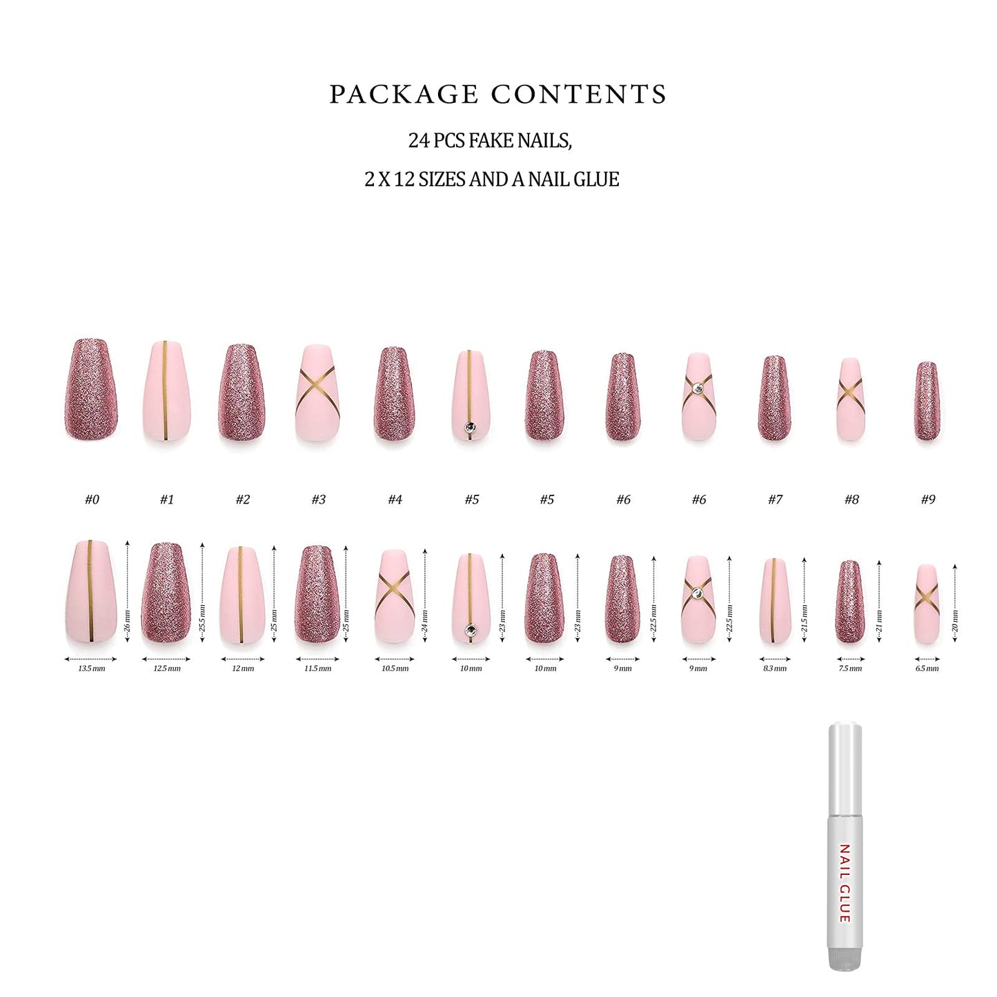Hypnaughty Press On Nails - Pink Fantasy & Noir Coffin, Trendy & Salon Quality Reusable Nails With Kit