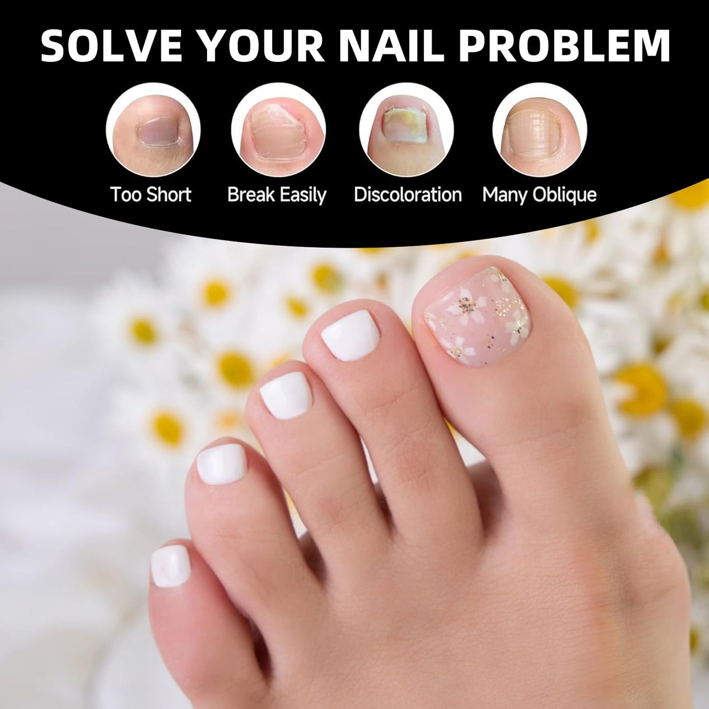 Toe Nail Tips Short Square False Soft Gel Full Cover ToeNail Tips Matte Press on Fake Toenails 12 Sizes 240pcs Pre-shape Acrylic Toenails Tips For Nail Extension Home DIY Nail Salon